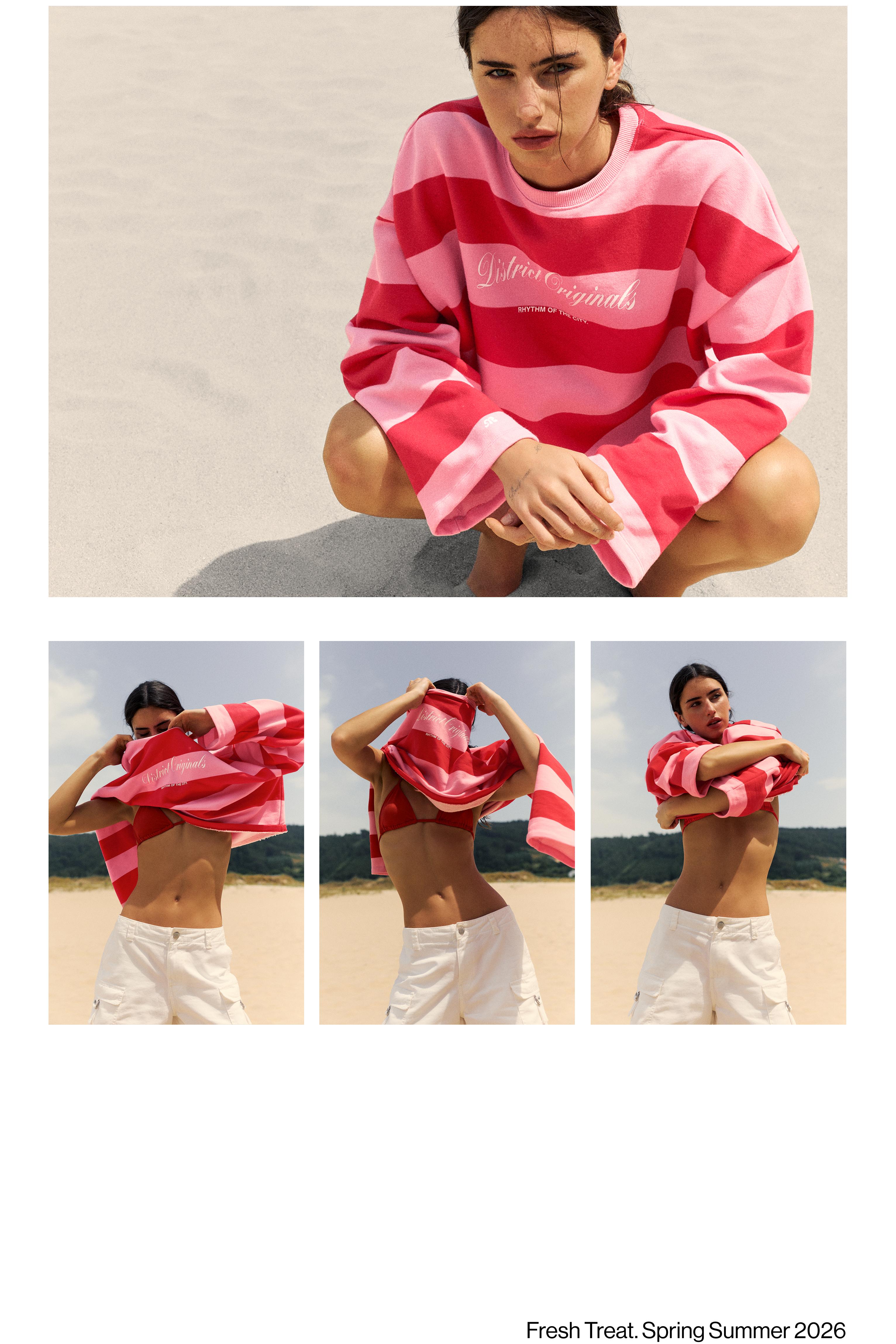 Oversize striped sweatshirt — Red
