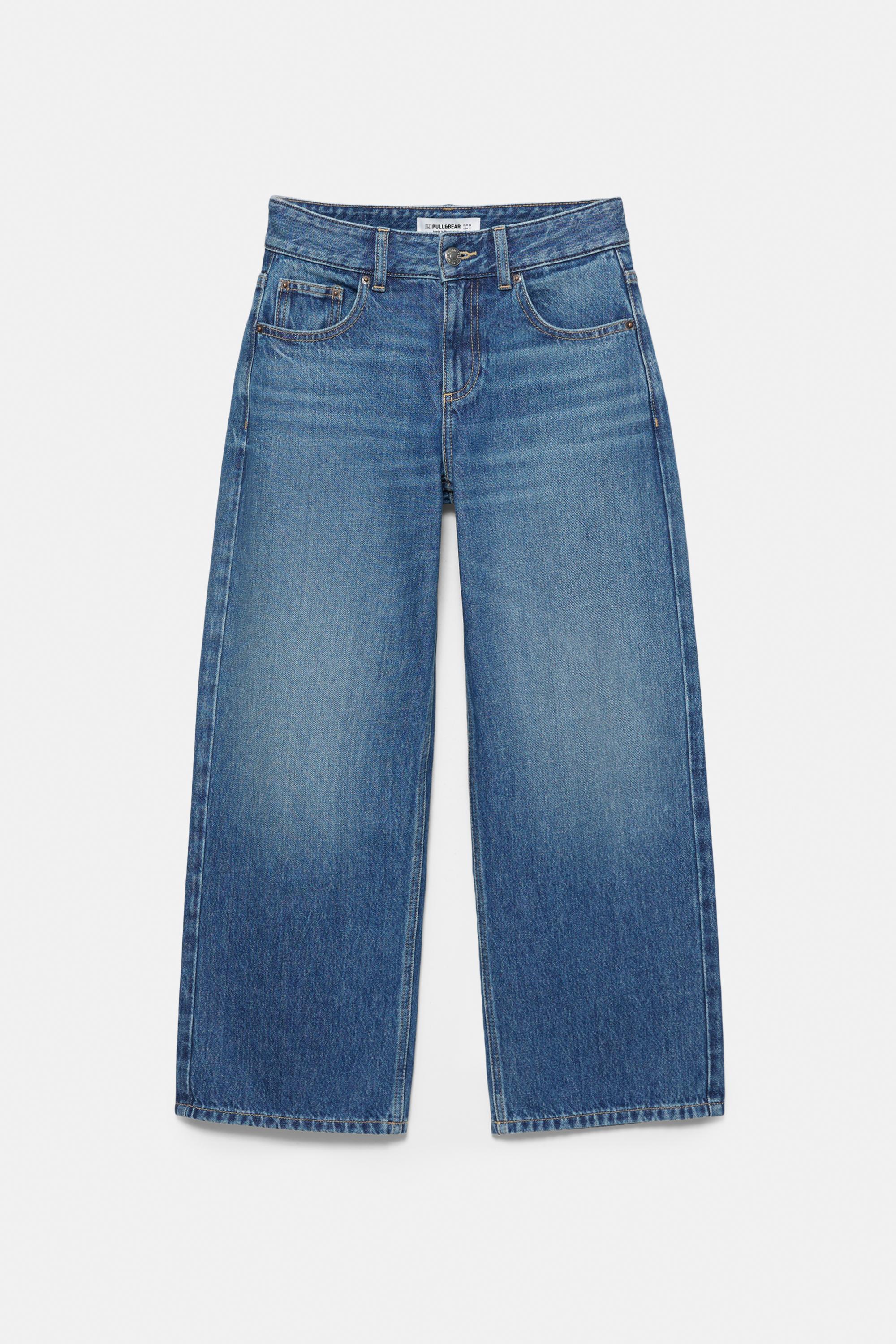 Low-rise culottes jeans — Medium blue