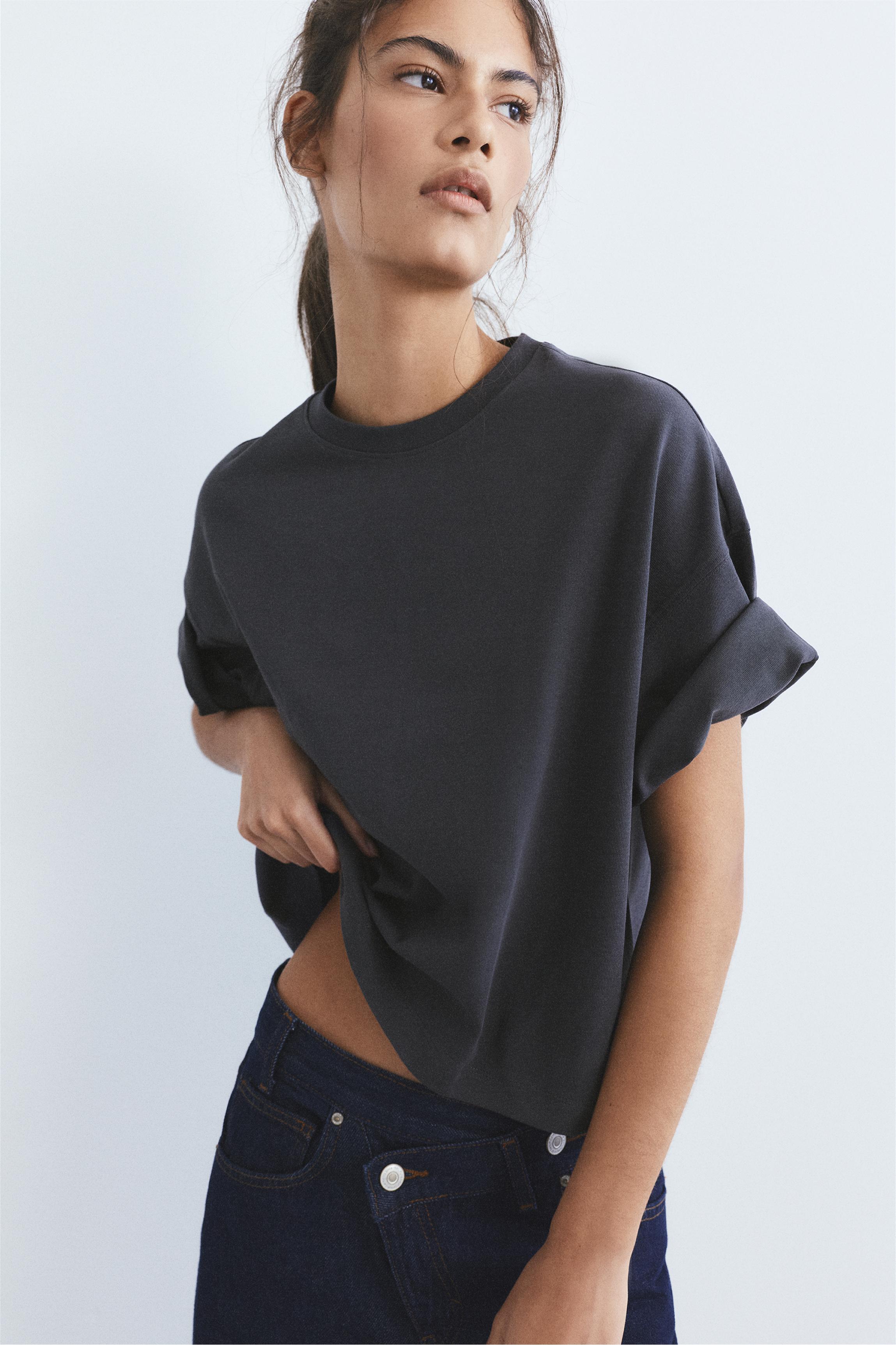 Boxy fit short sleeve T-shirt — Anthracite grey