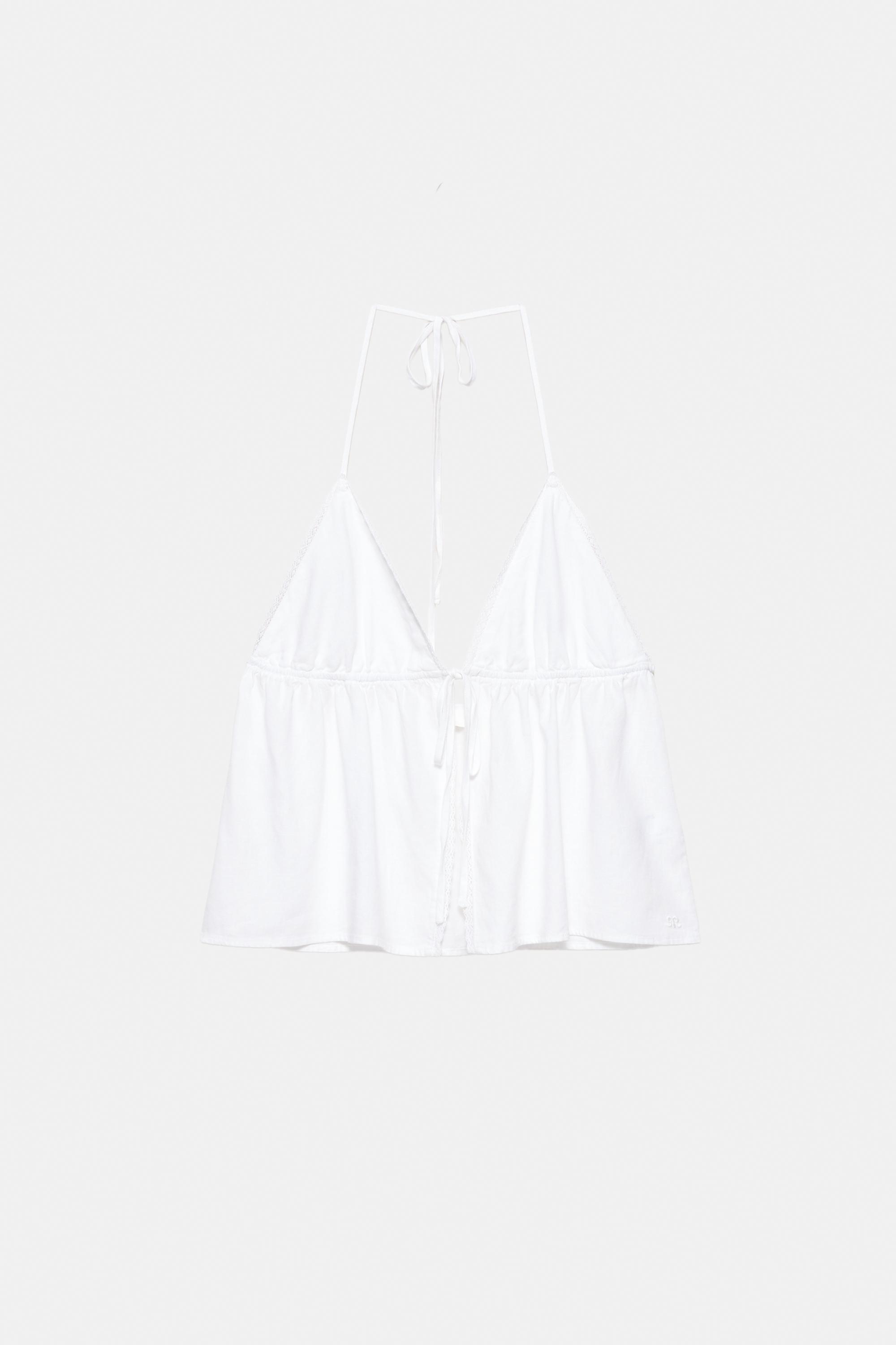 Ketenli halter yaka üst - Görsel 3
