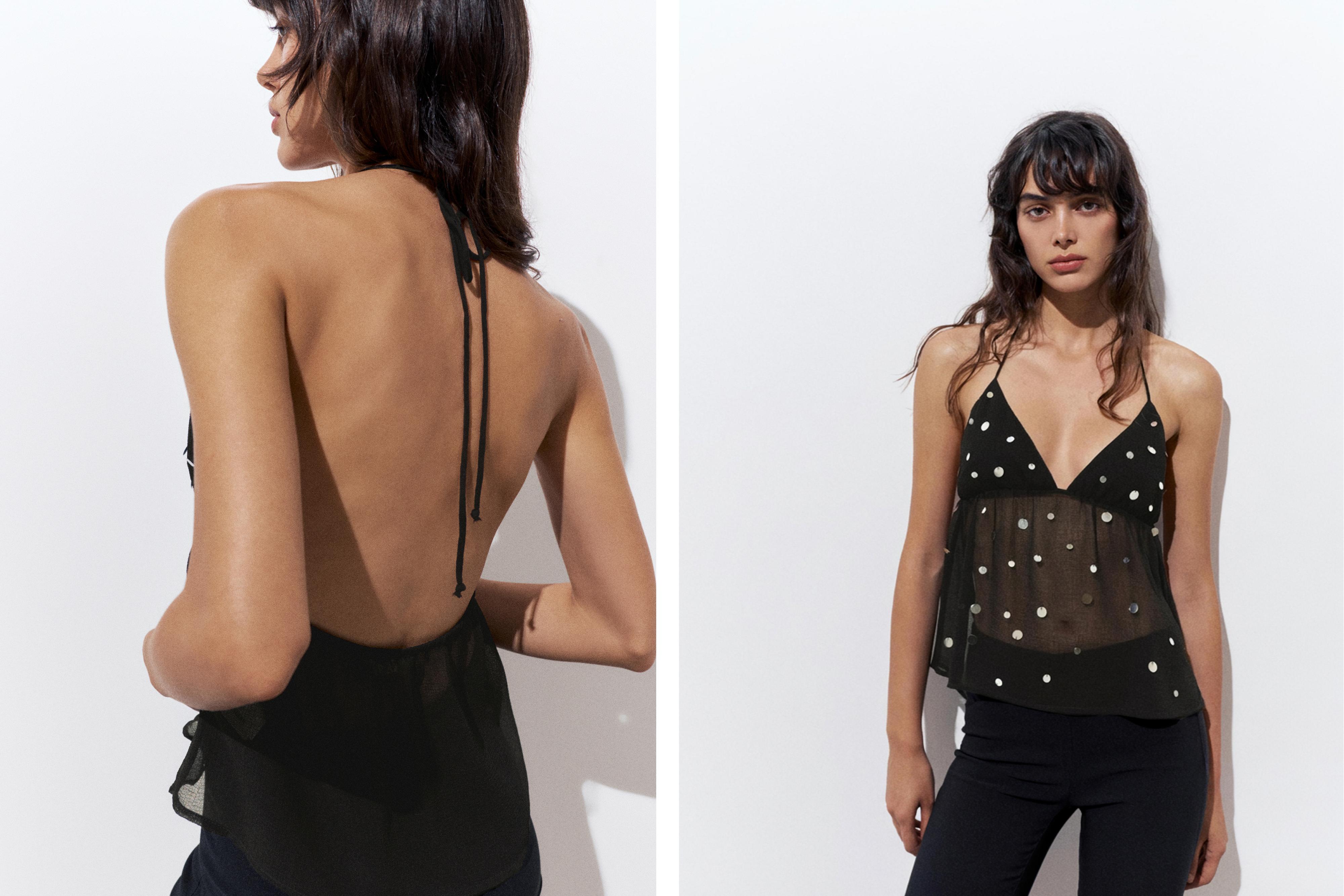 Mirror halter top — Black