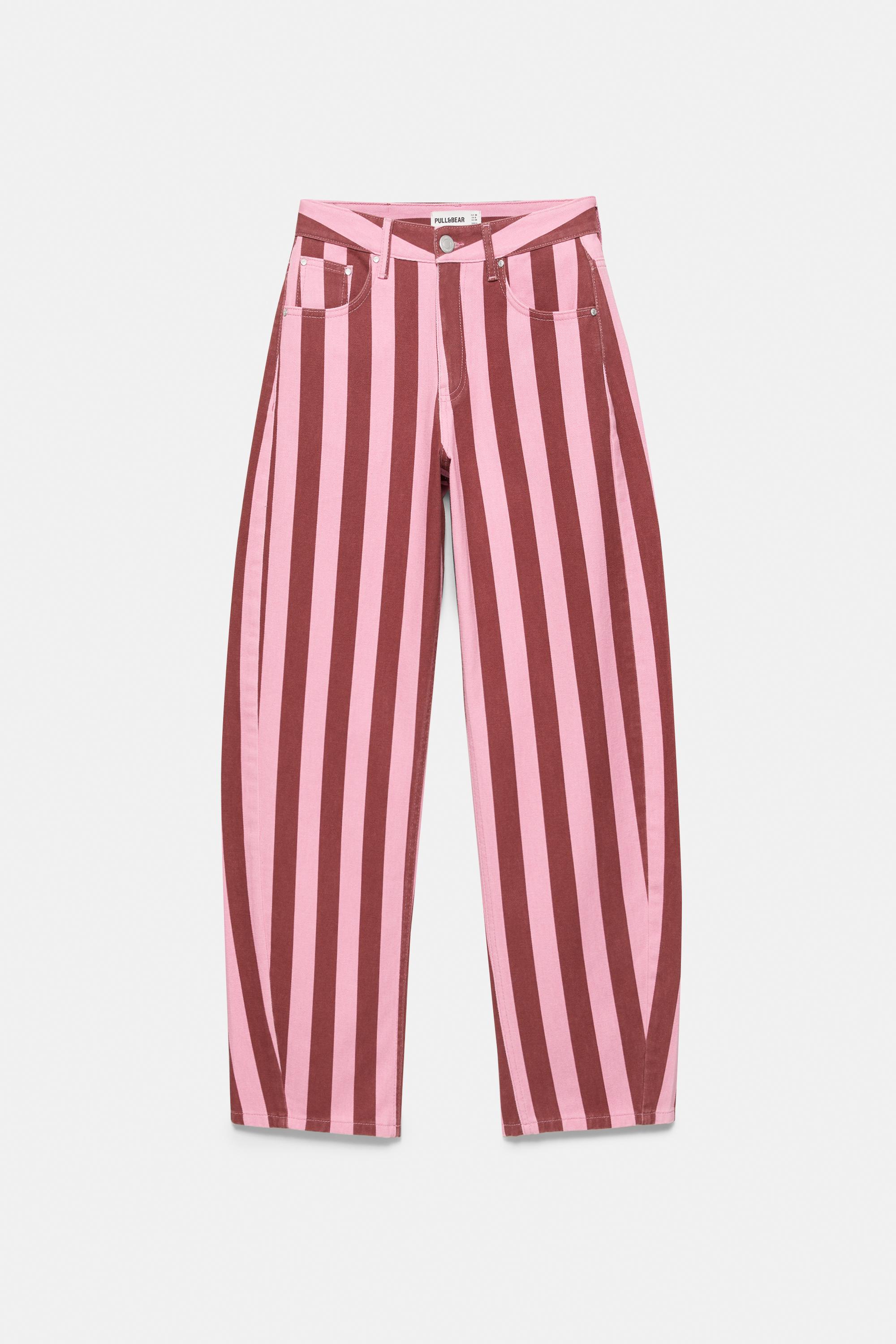 Striped barrel jeans — Pink