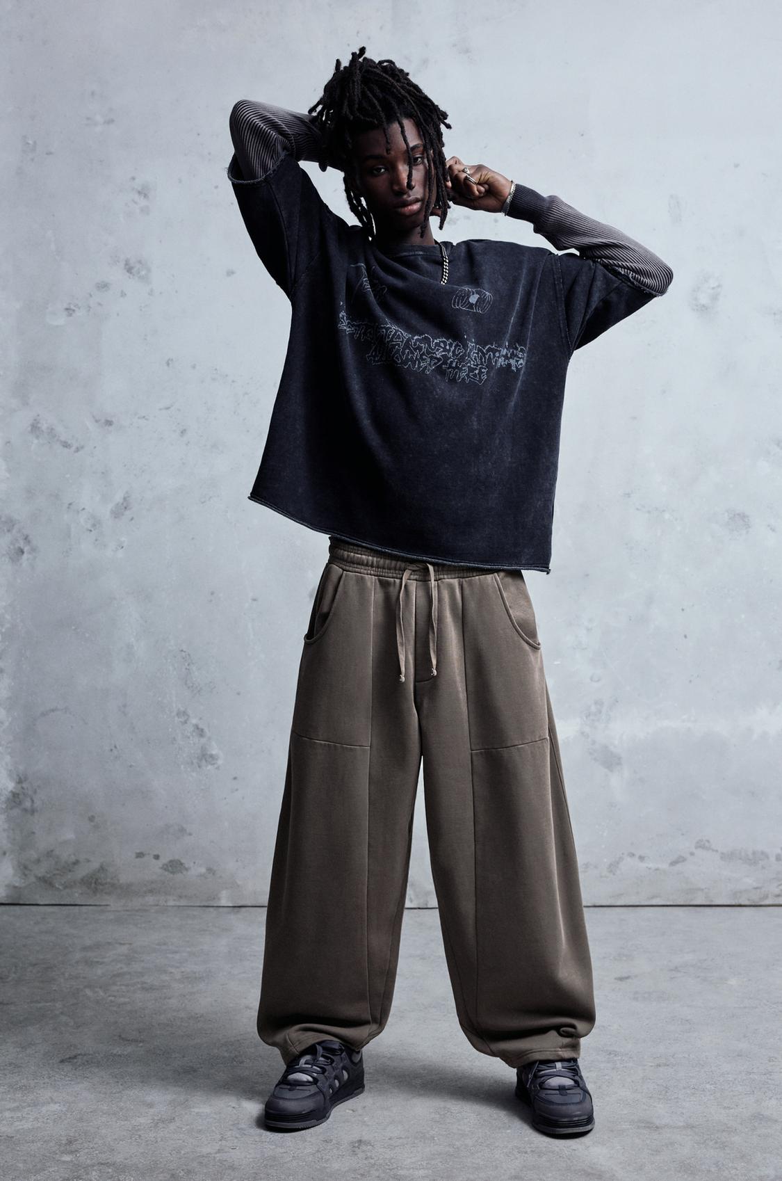 Baggy Chandal Gris Hombre Pull And Bear Chándal Pantalones Blancos