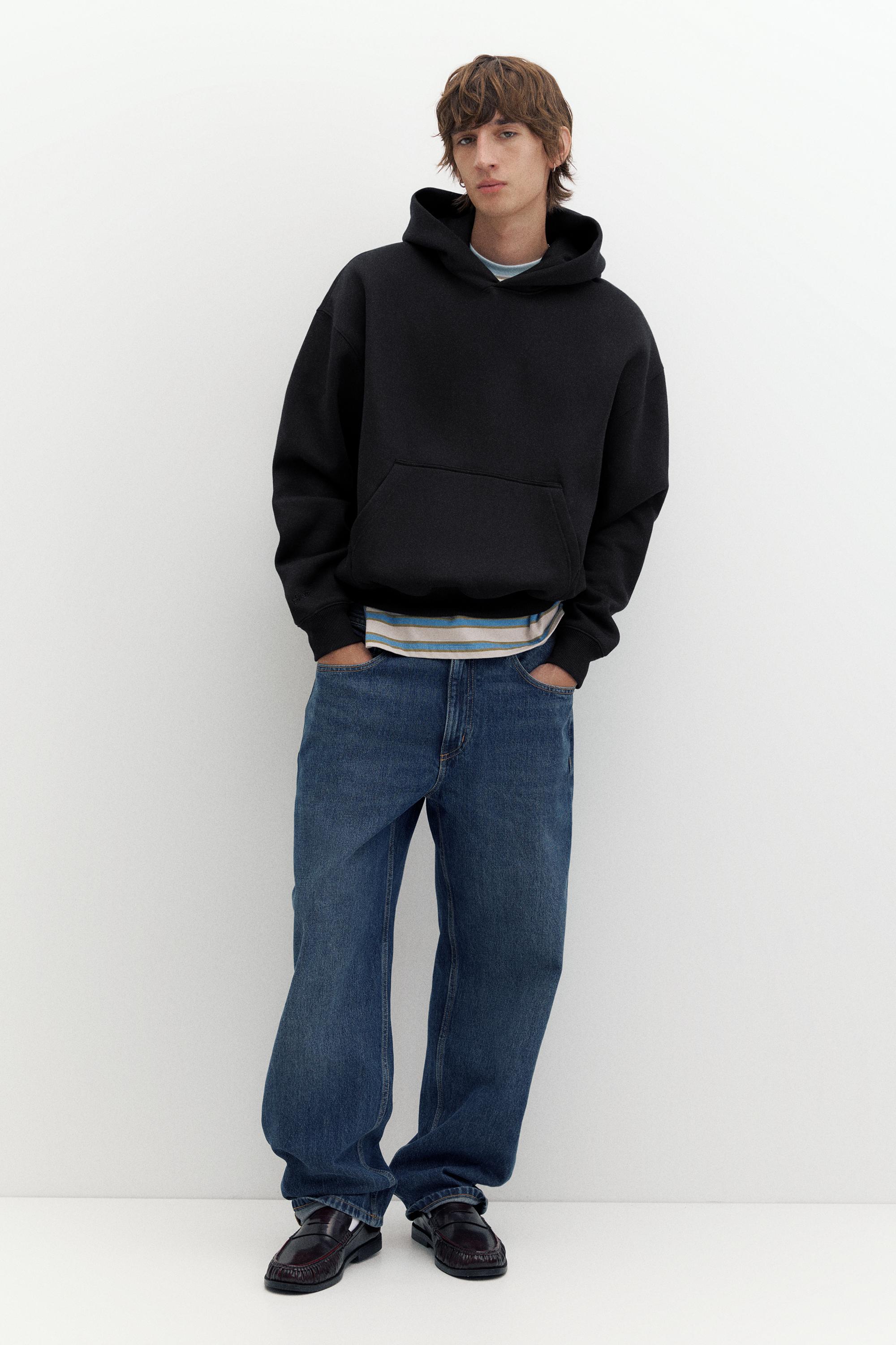 STWD boxy-fit logo hoodie — Black