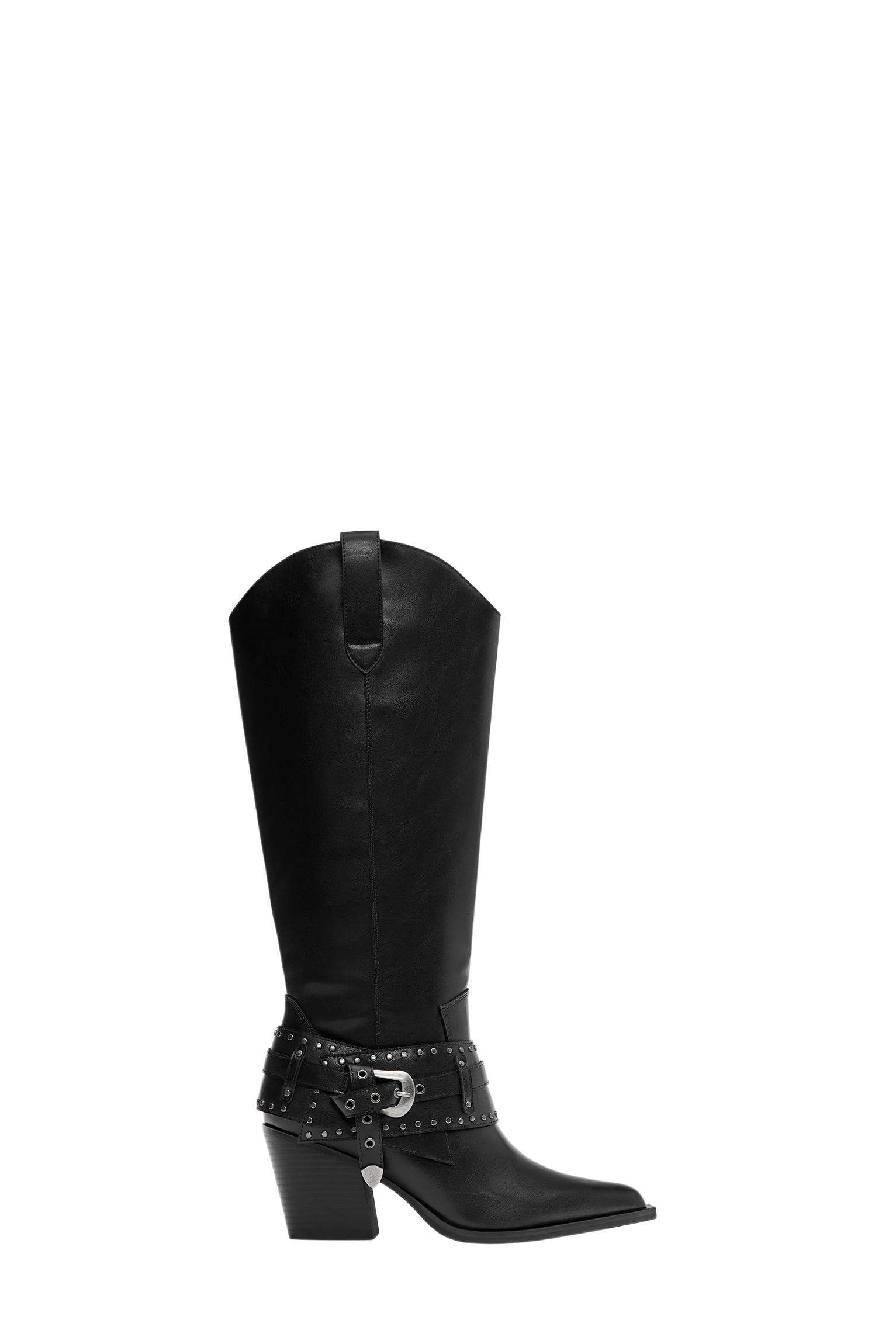 Cowboy buckle boots — Black