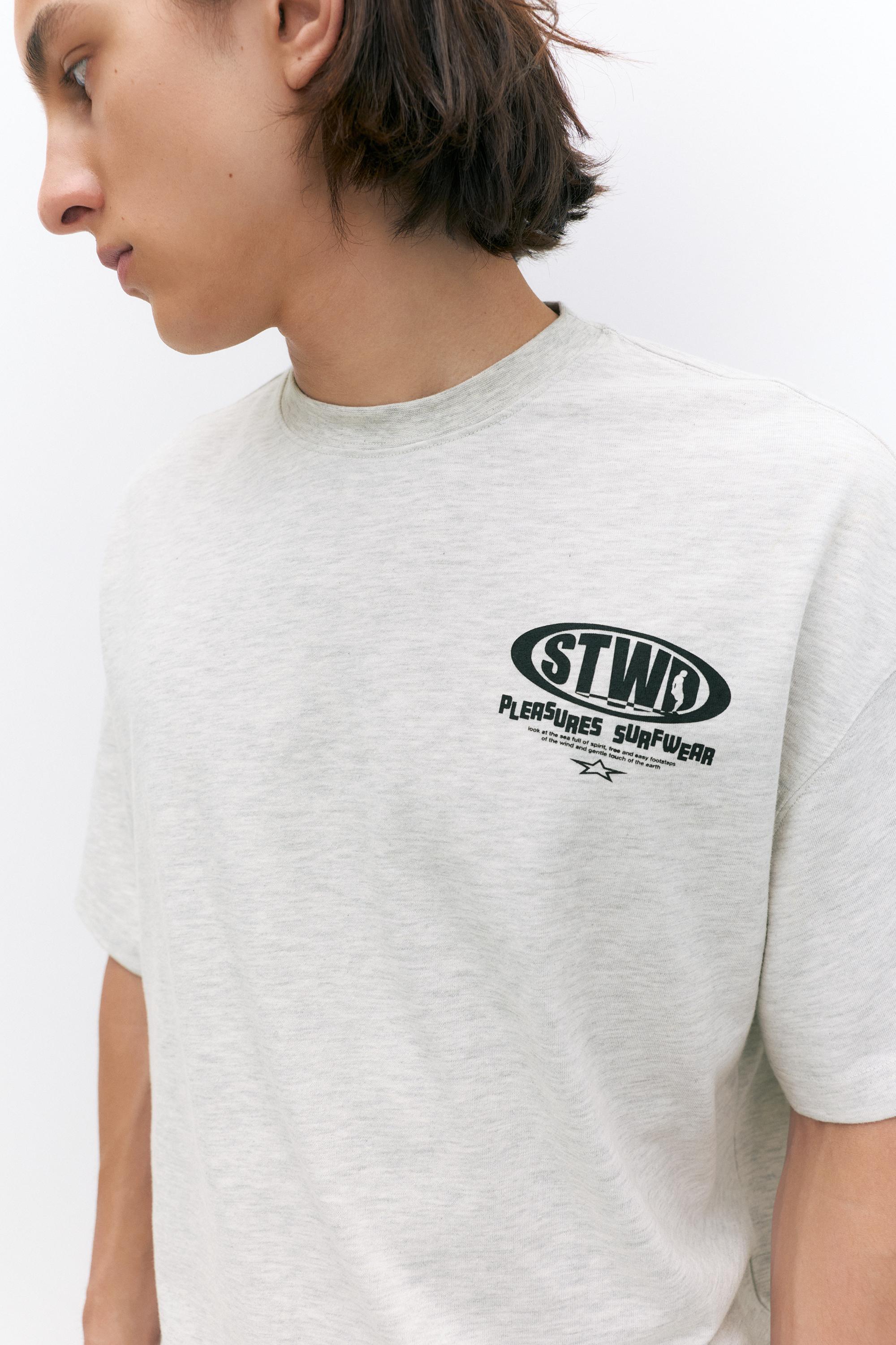 Pleasures x STWD boxy T-shirt — Grey/Taupe brown