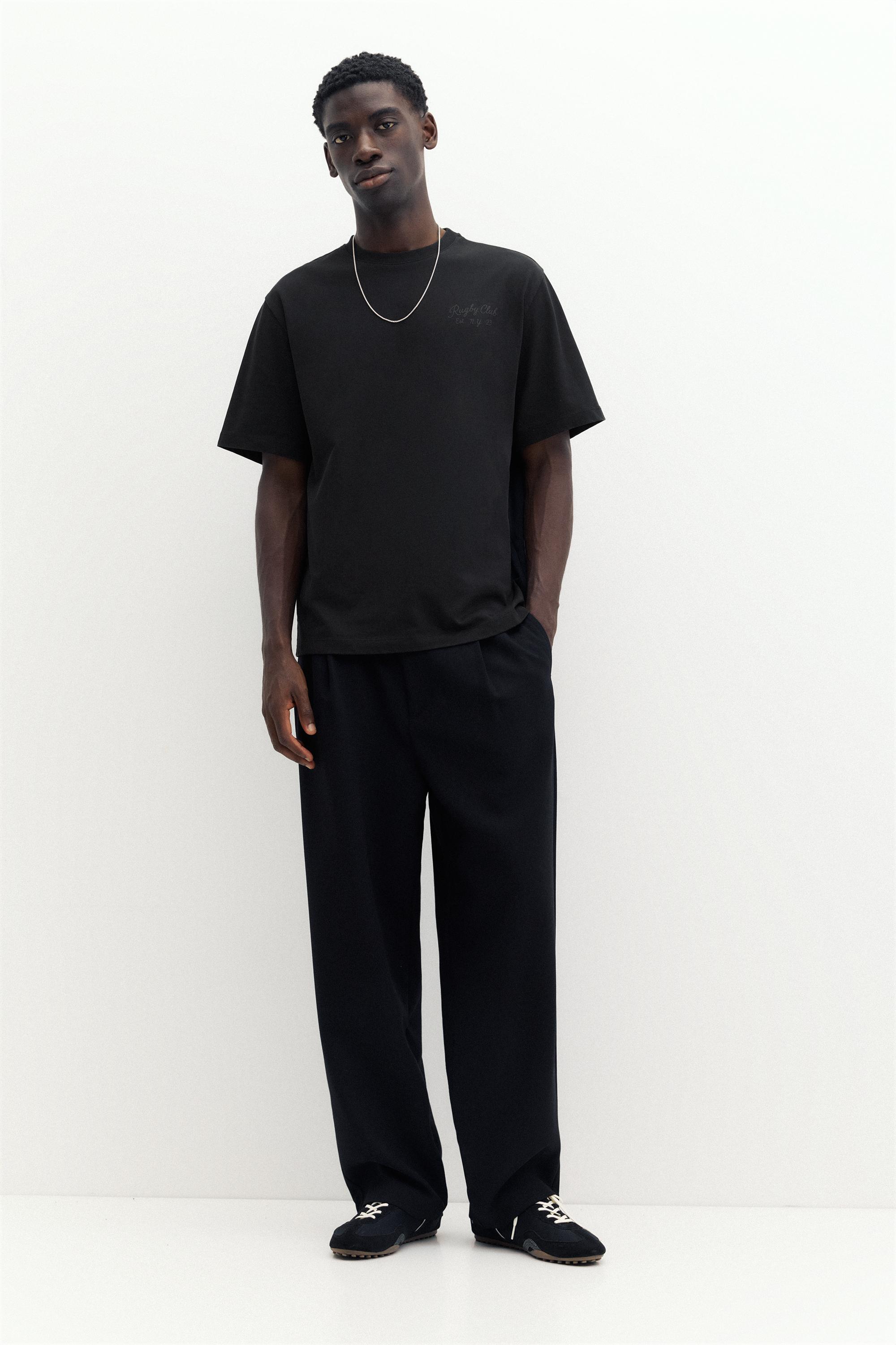 Regular fit embroidered T-shirt — Black