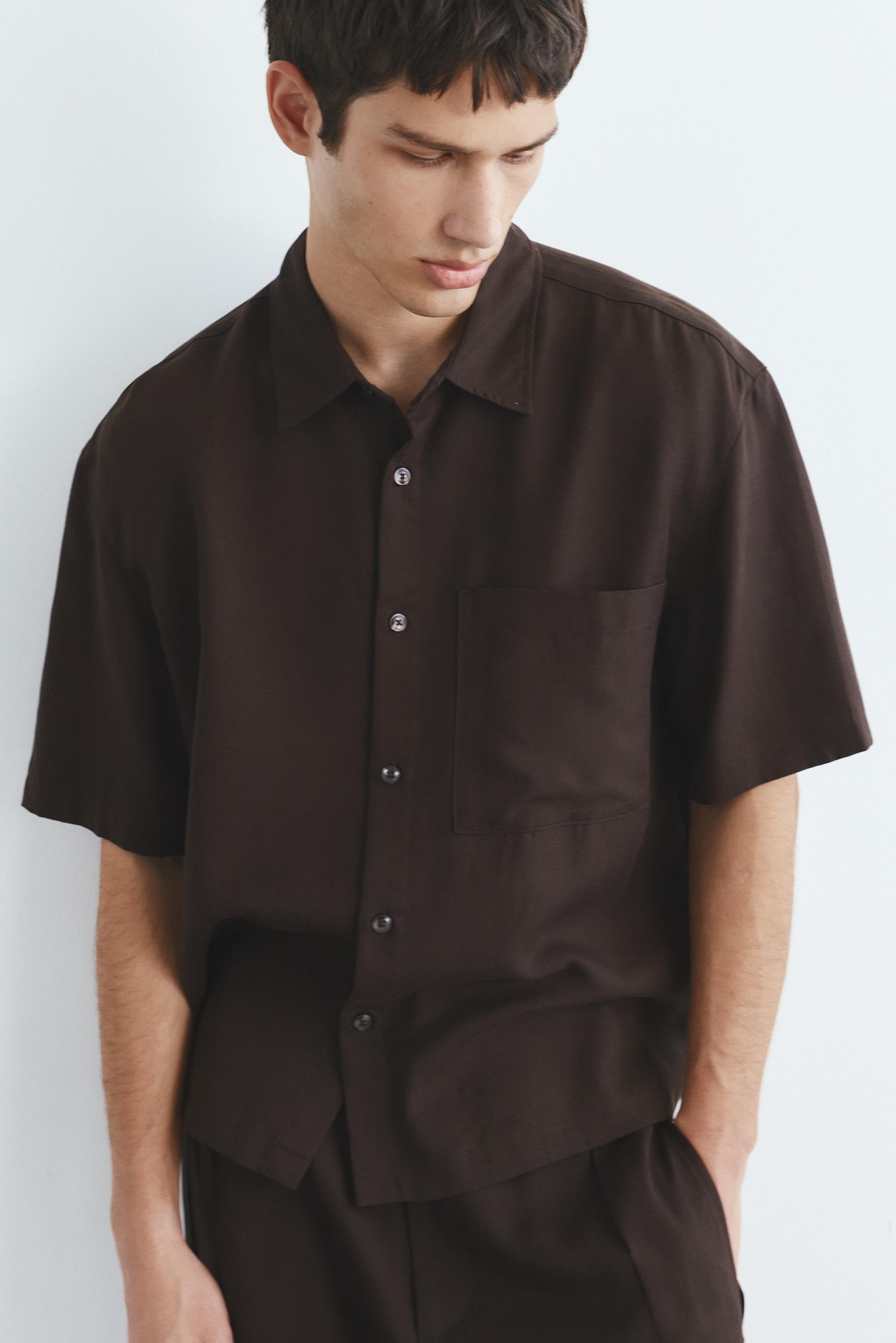 Short sleeve shirt with pocket — Chocolate