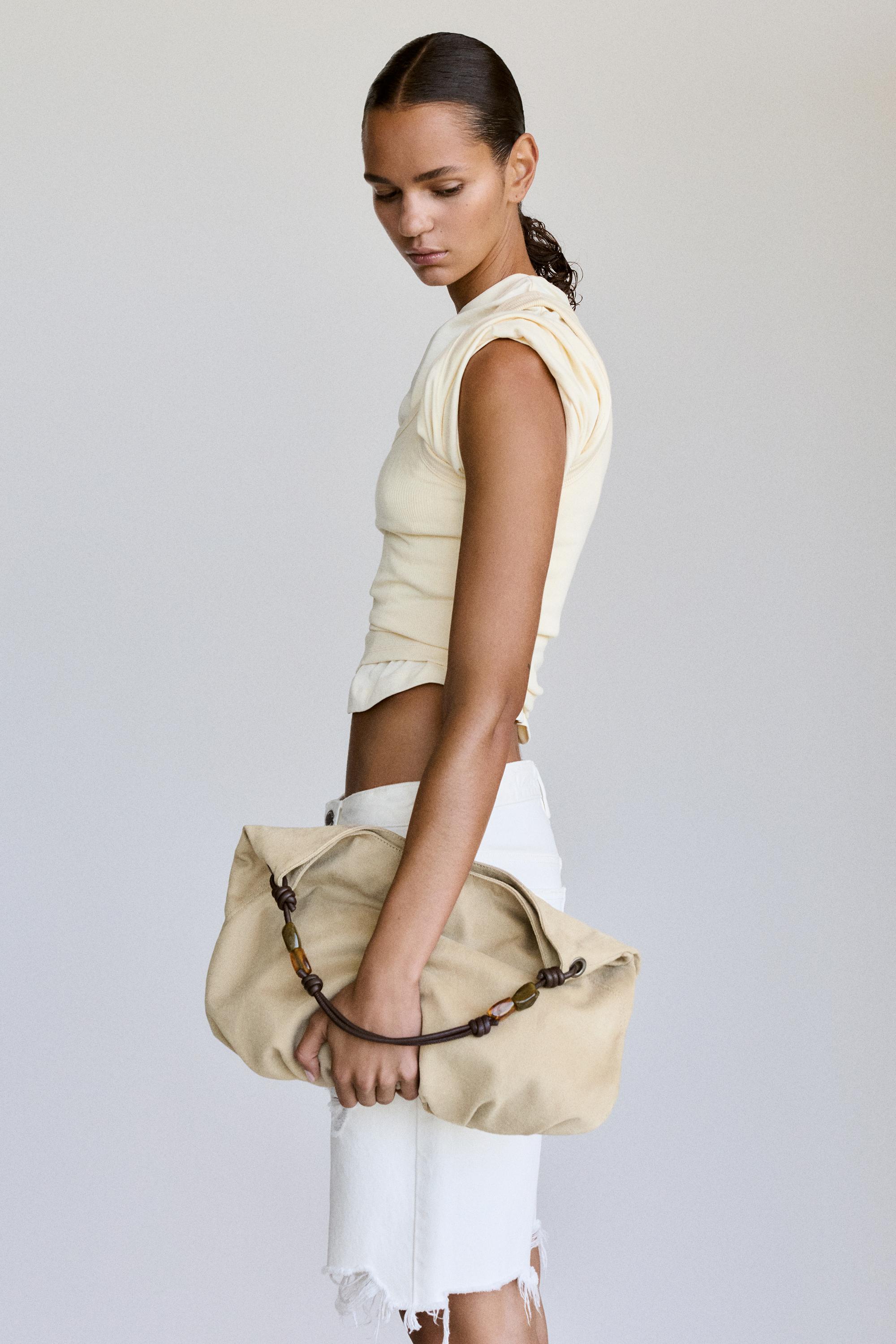 Beaded tote bag — Leather