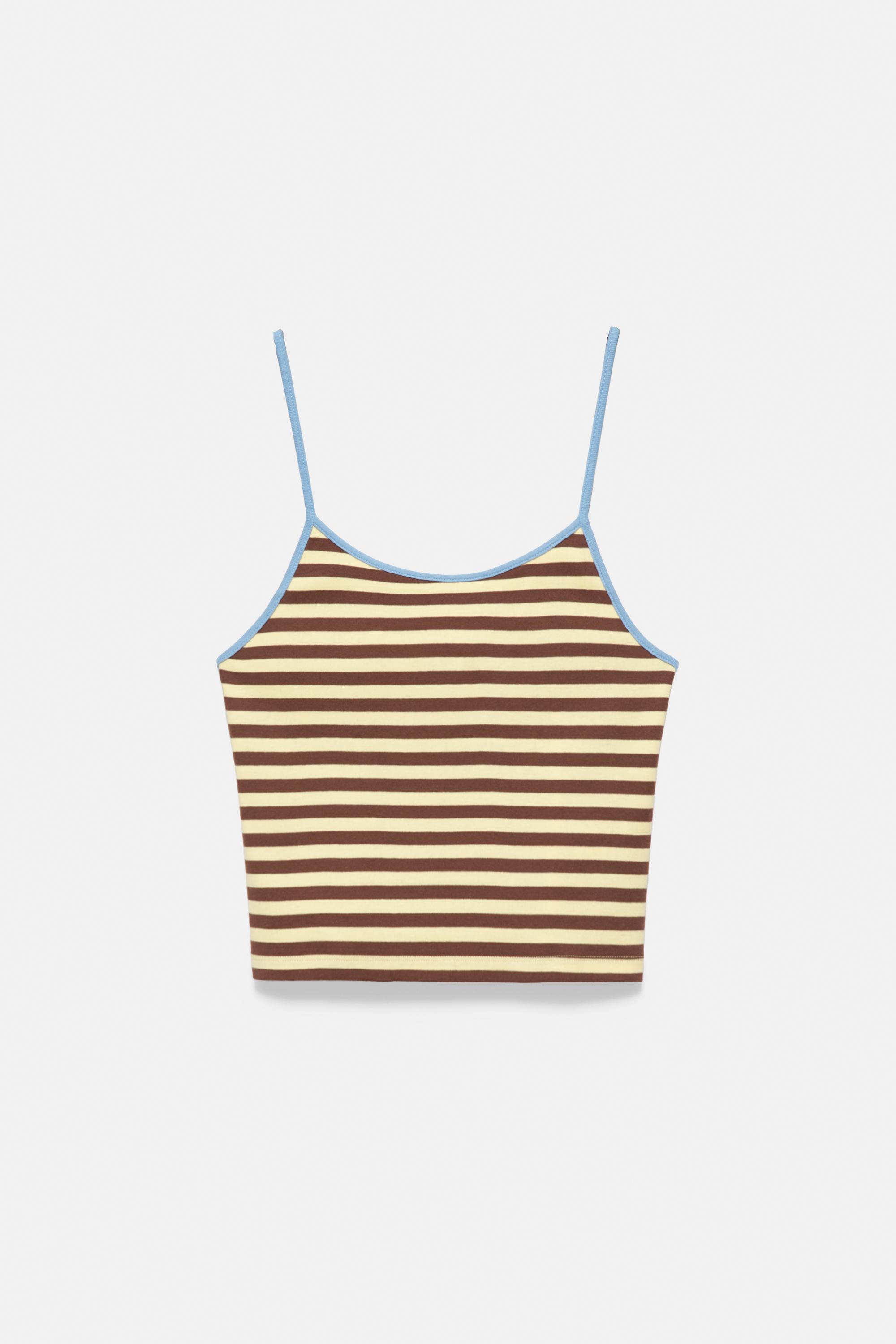 Striped strappy top — Yellow
