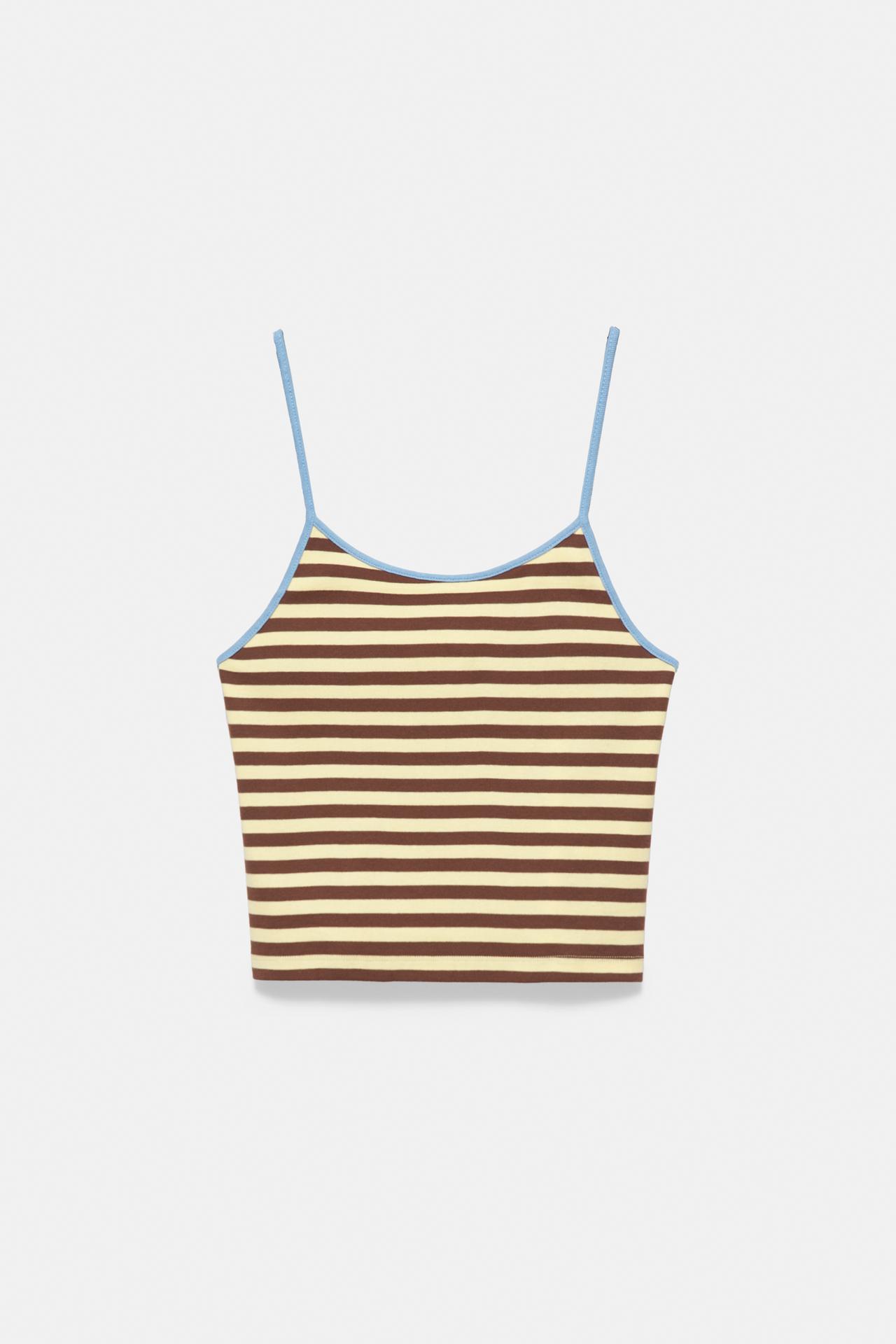 Striped strappy top — Yellow