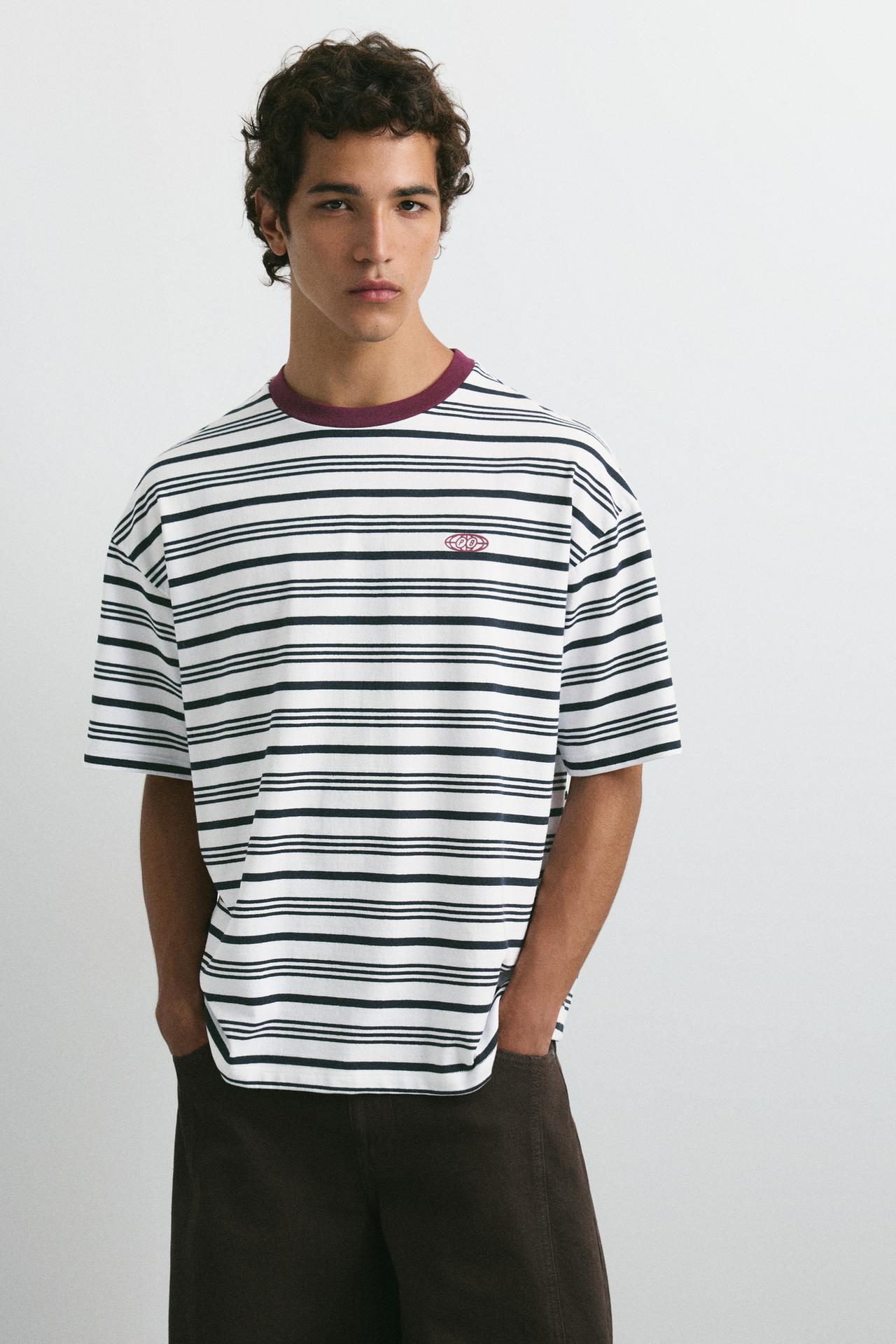 Relaxed-fit striped T-shirt — Off white