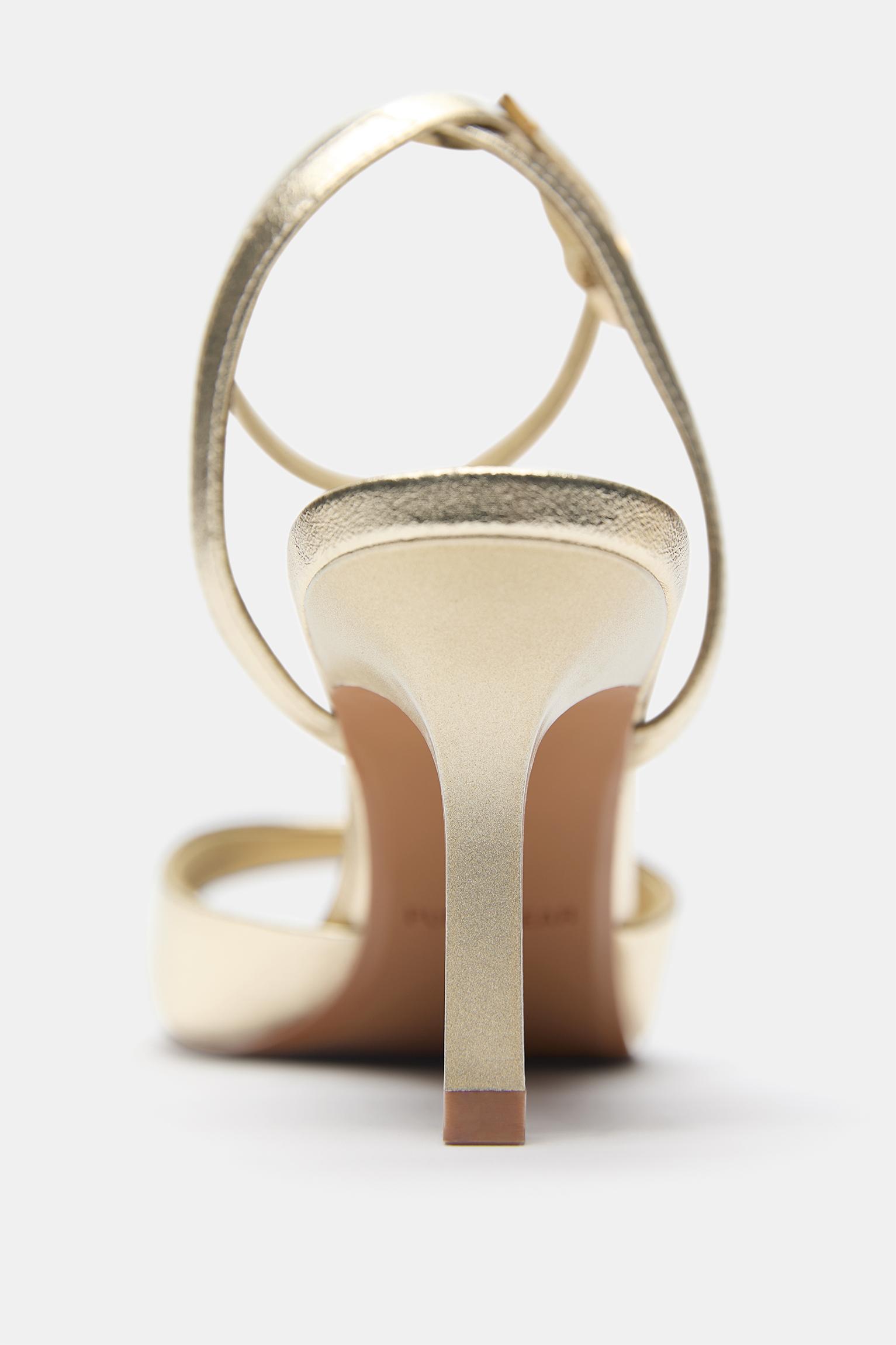 Gold metallic heeled sandals — Gold