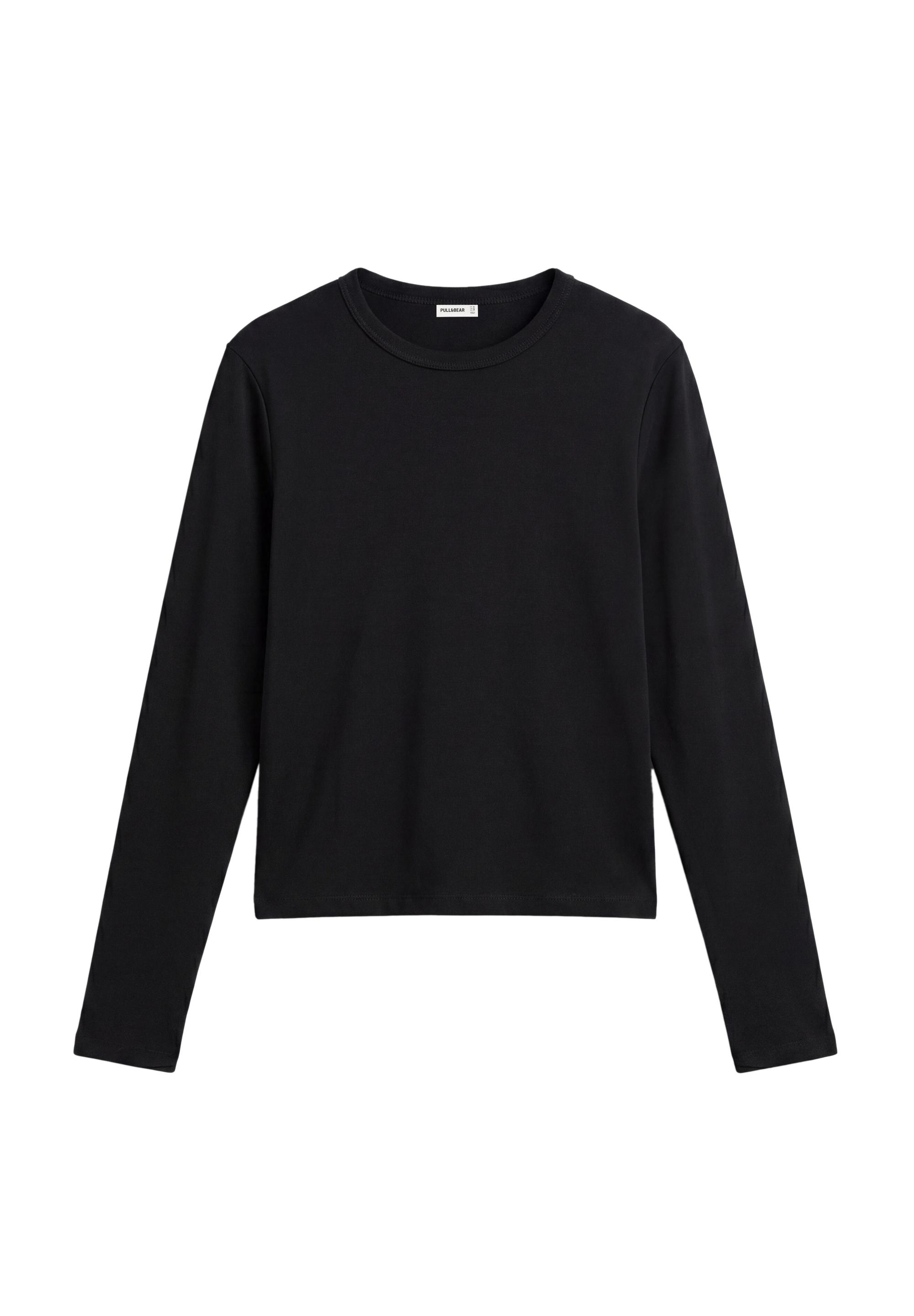 Fitted long sleeve T-shirt — Black