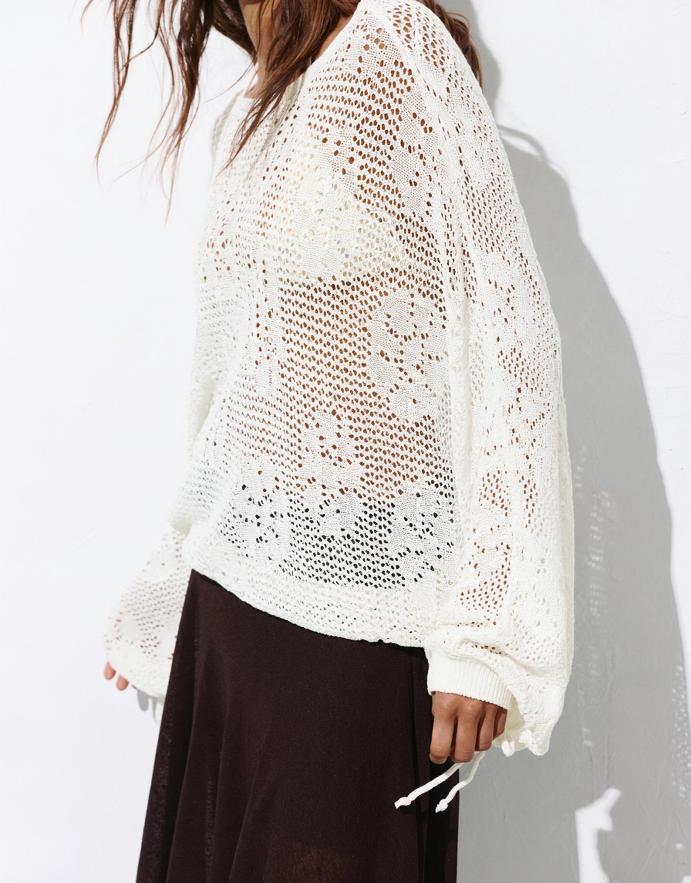 Cutwork knit jumper — Ecru