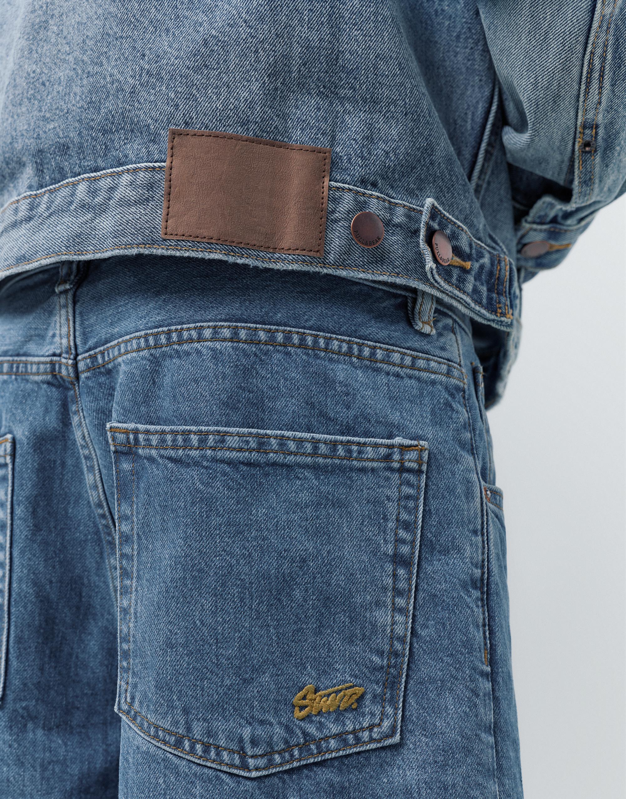 Baggy denim Bermuda shorts — Medium blue