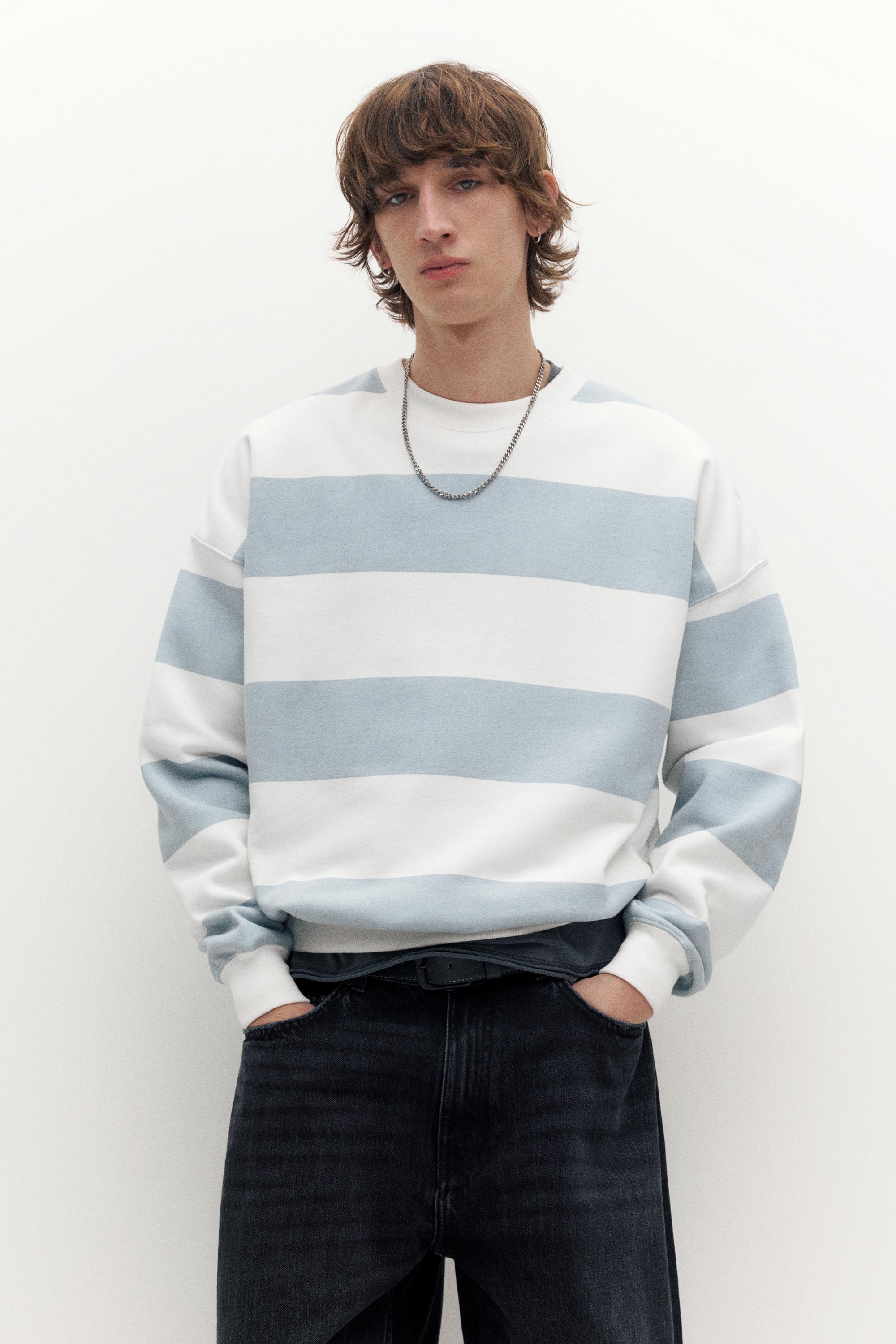 Bisiklet yaka çizgili sweatshirt - Görsel 8