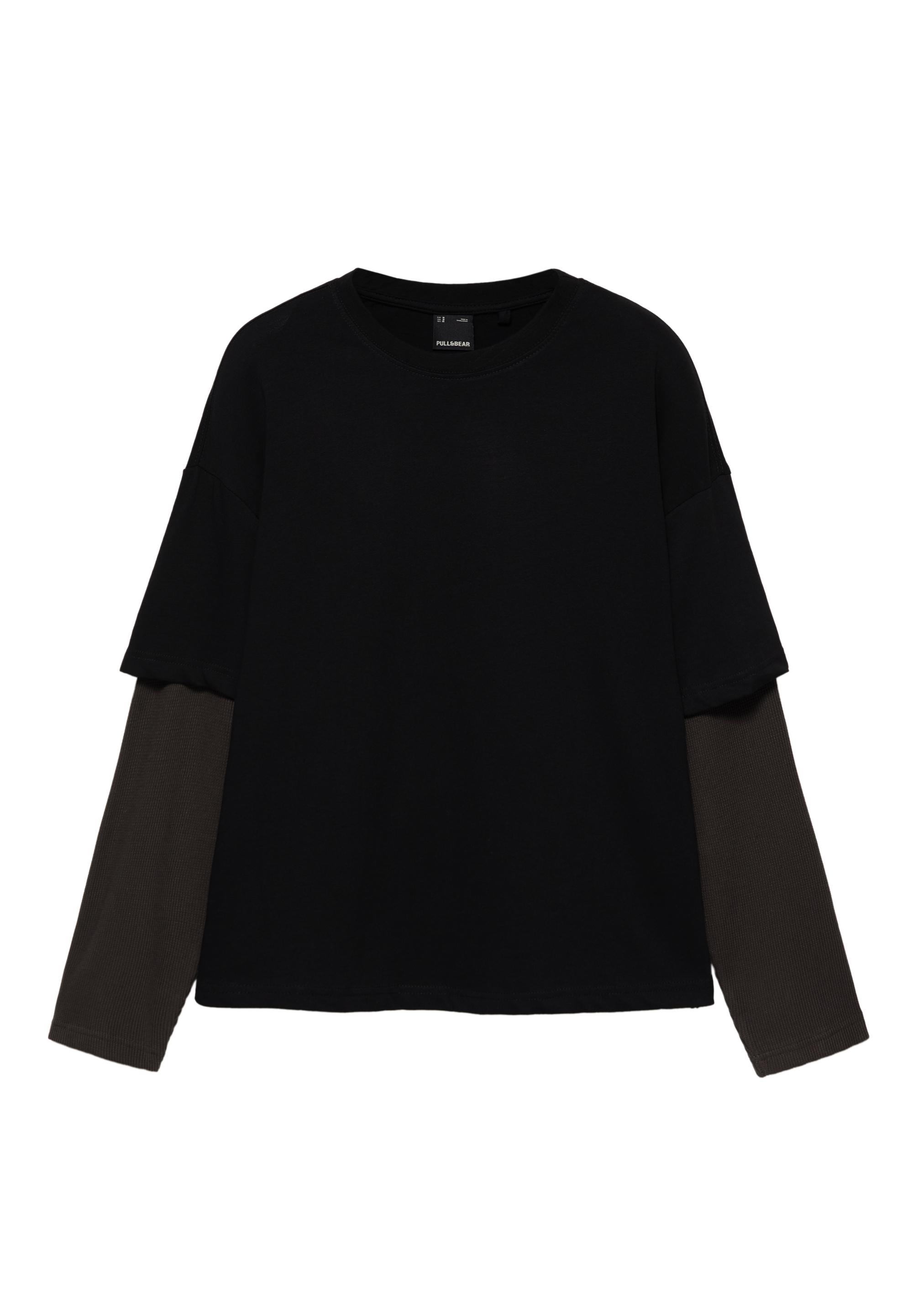 Double-layer long sleeve T-shirt — Black