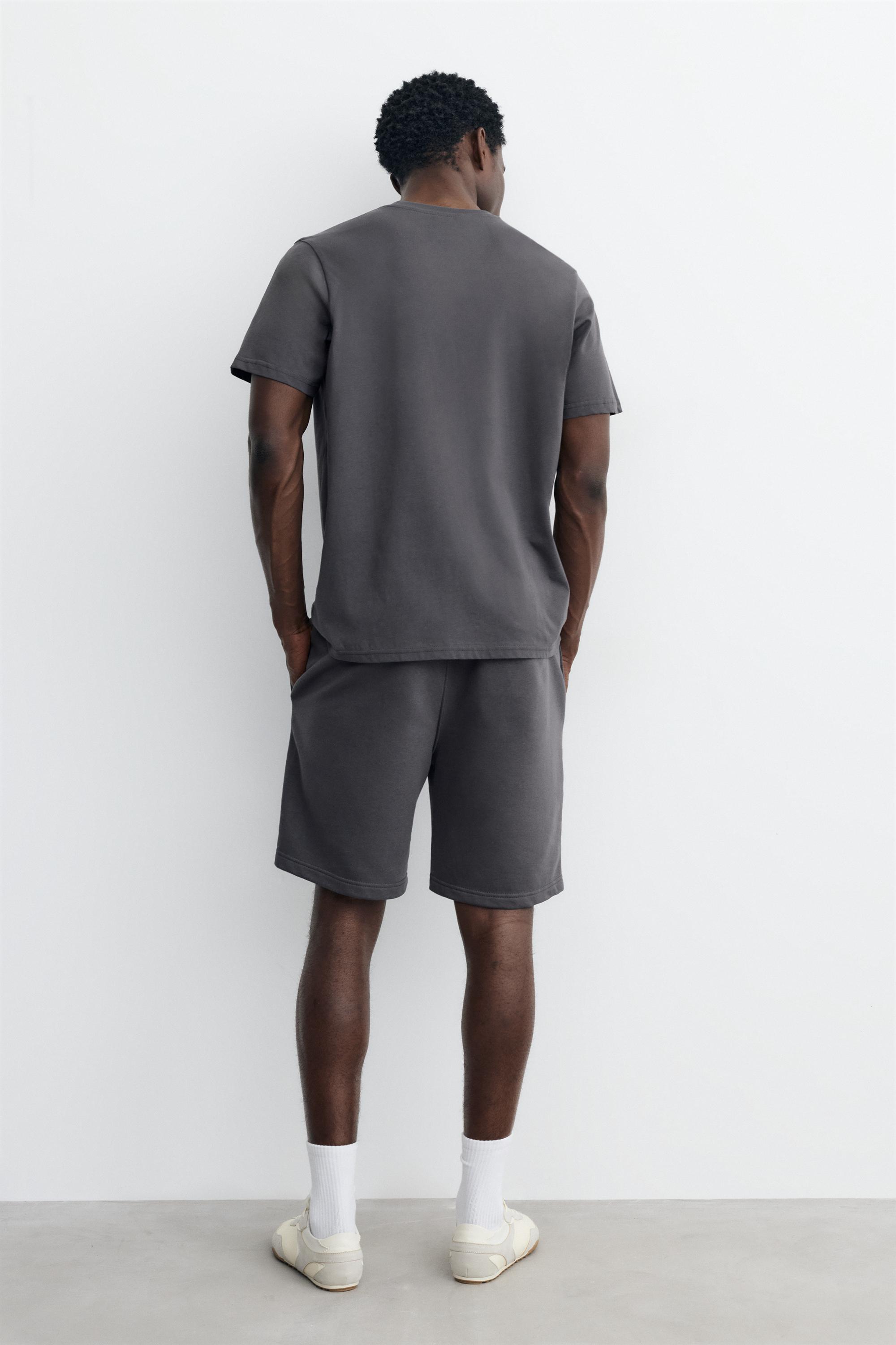 Pack of Bermuda jogger shorts and T-shirt — Anthracite grey