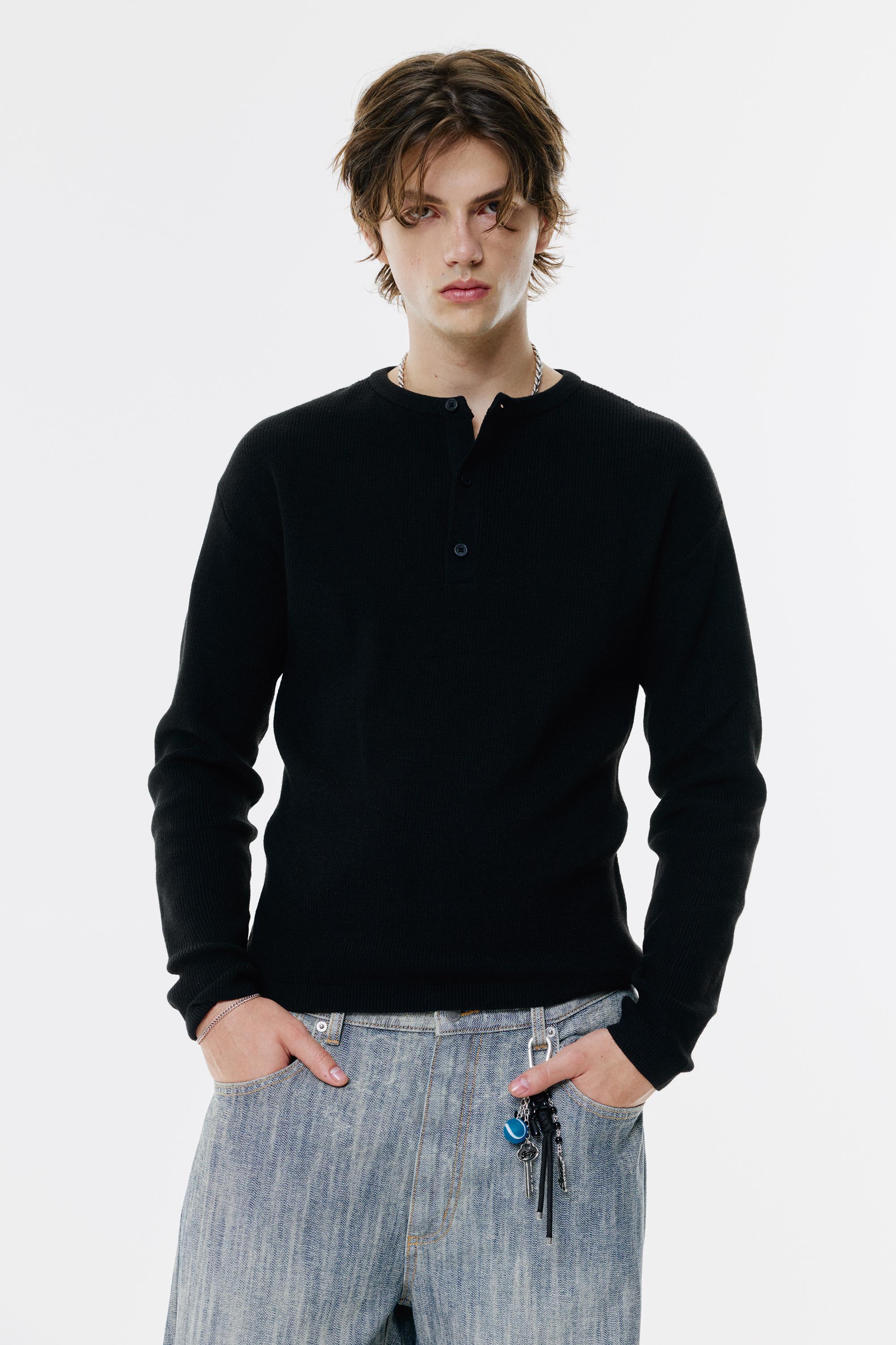 Pullover Mit Rundausschnitt Mit Knopfleiste