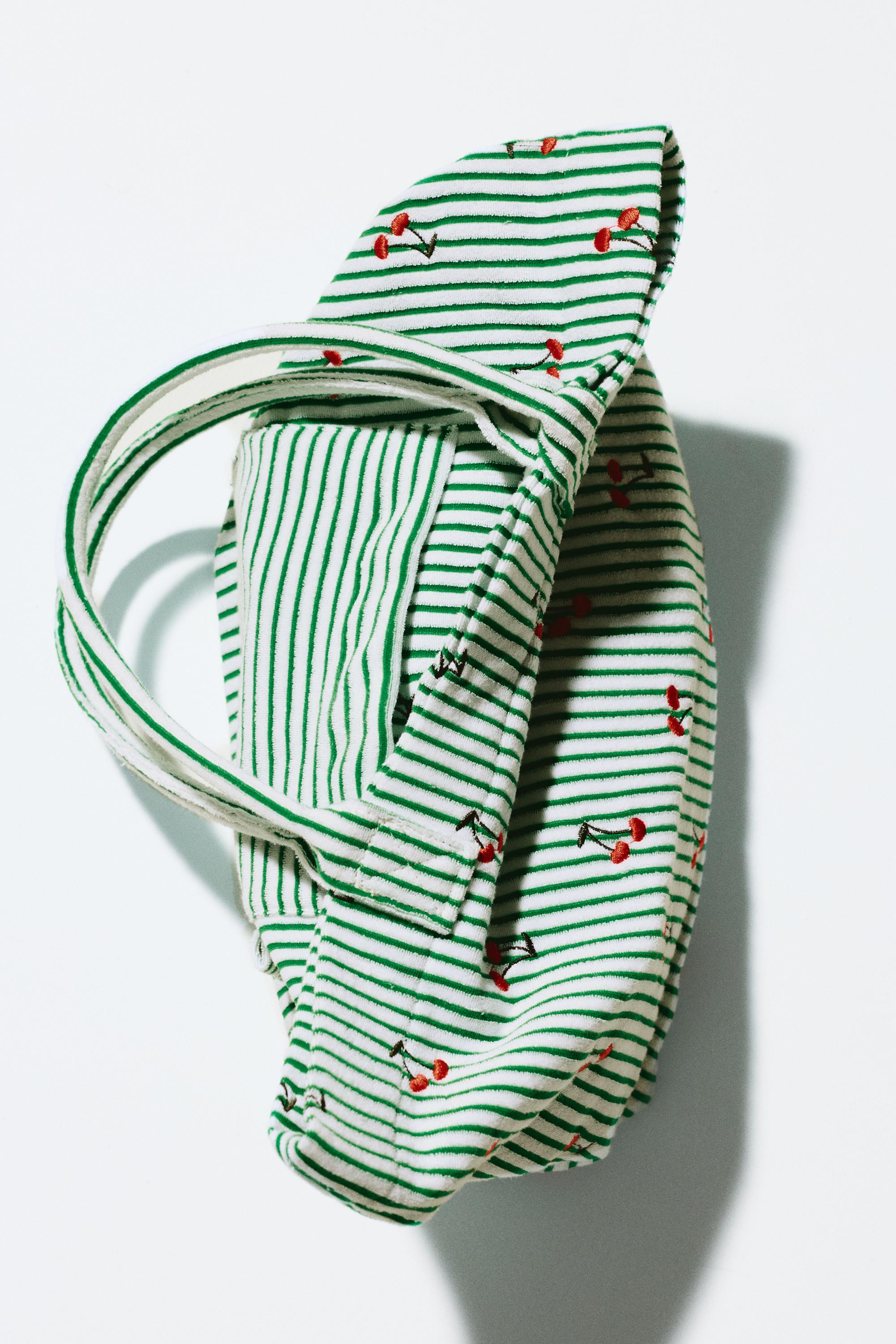 Striped towel shopper bag — Khaki