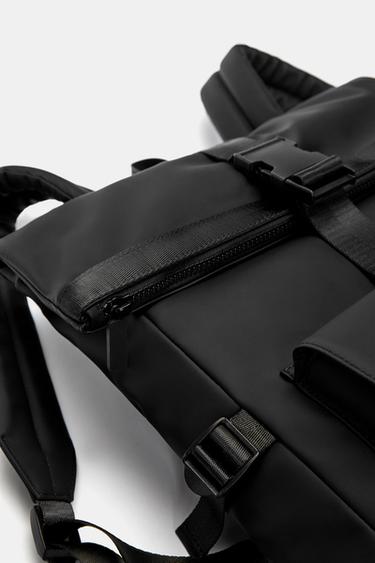 Rubberised flap backpack — Black 6