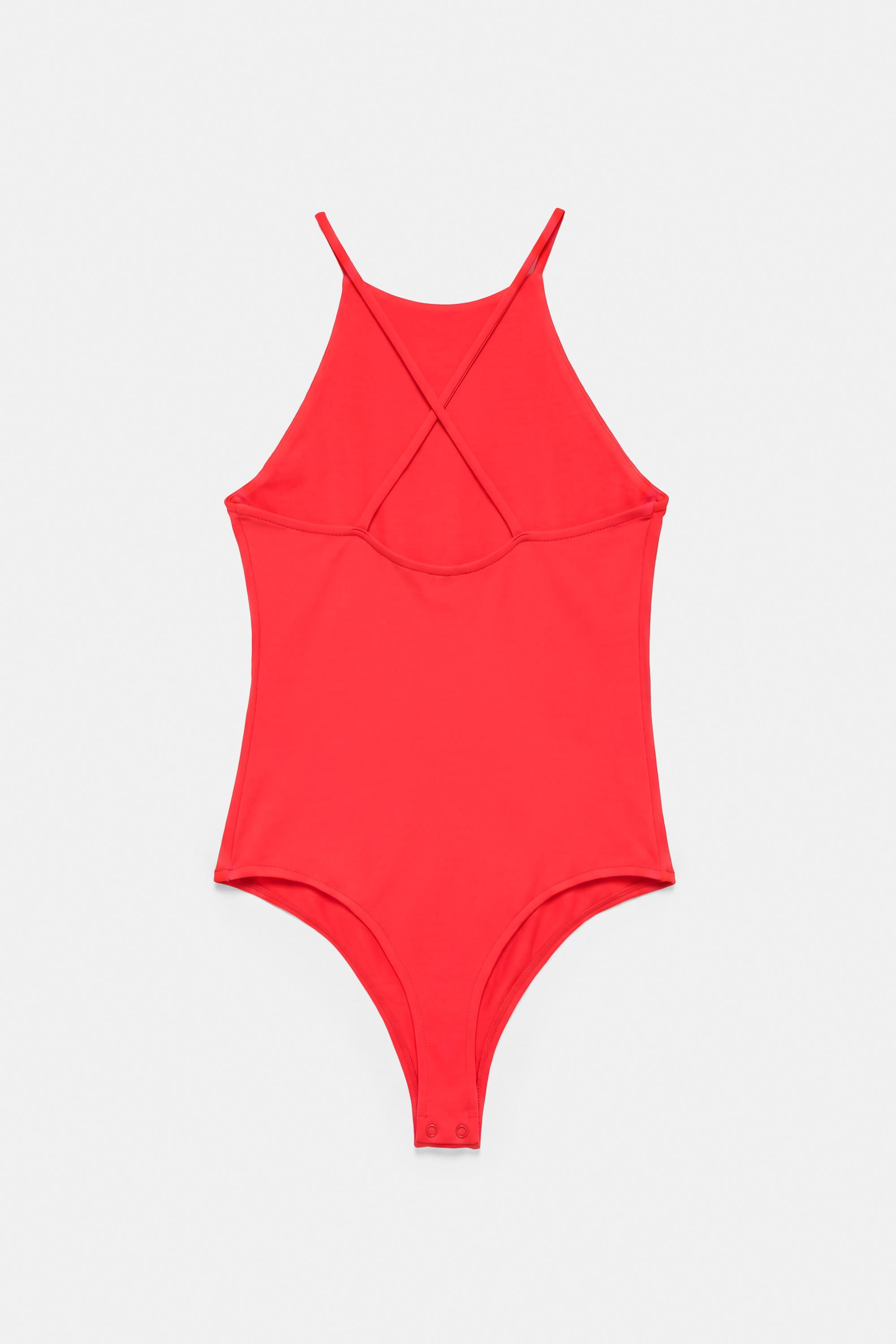 Halter strappy bodysuit — Red