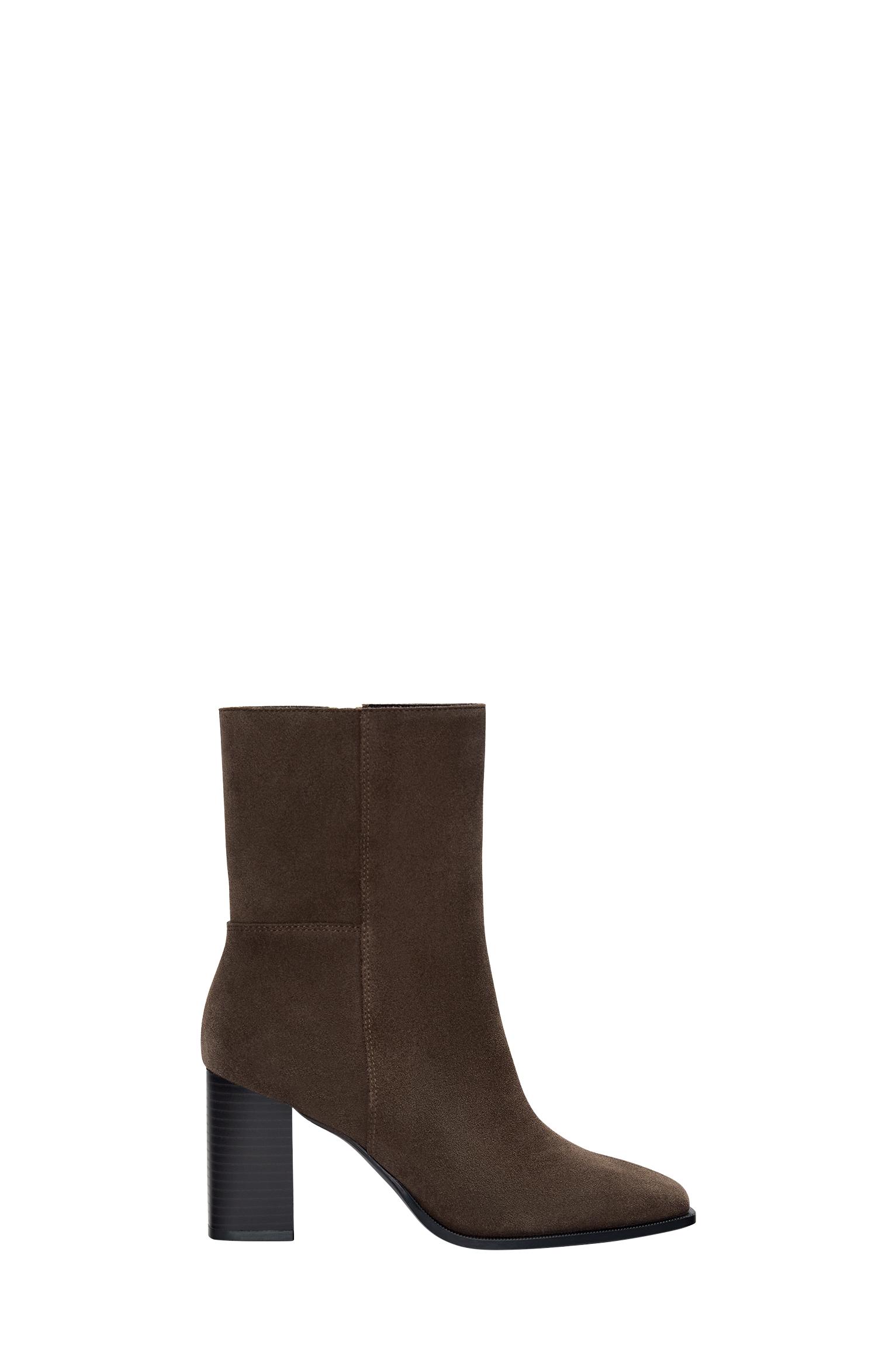 Leather high-heel ankle boots — Taupe