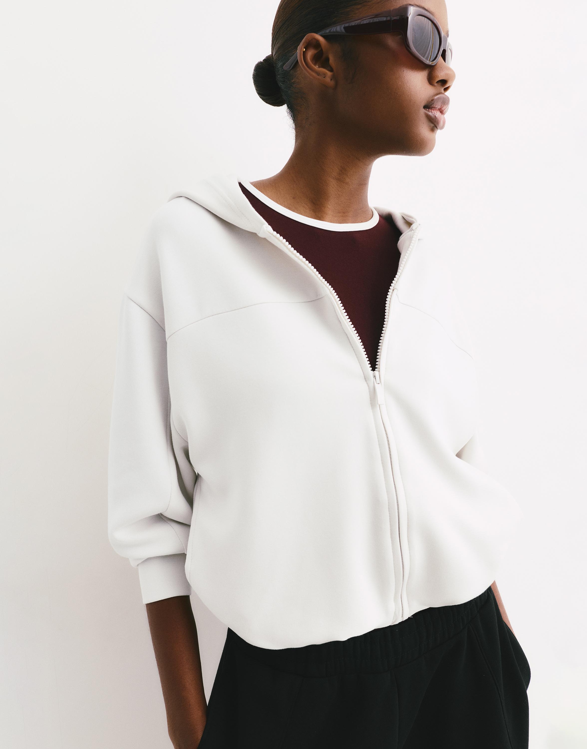 Soft touch hooded sweatshirt — Ecru