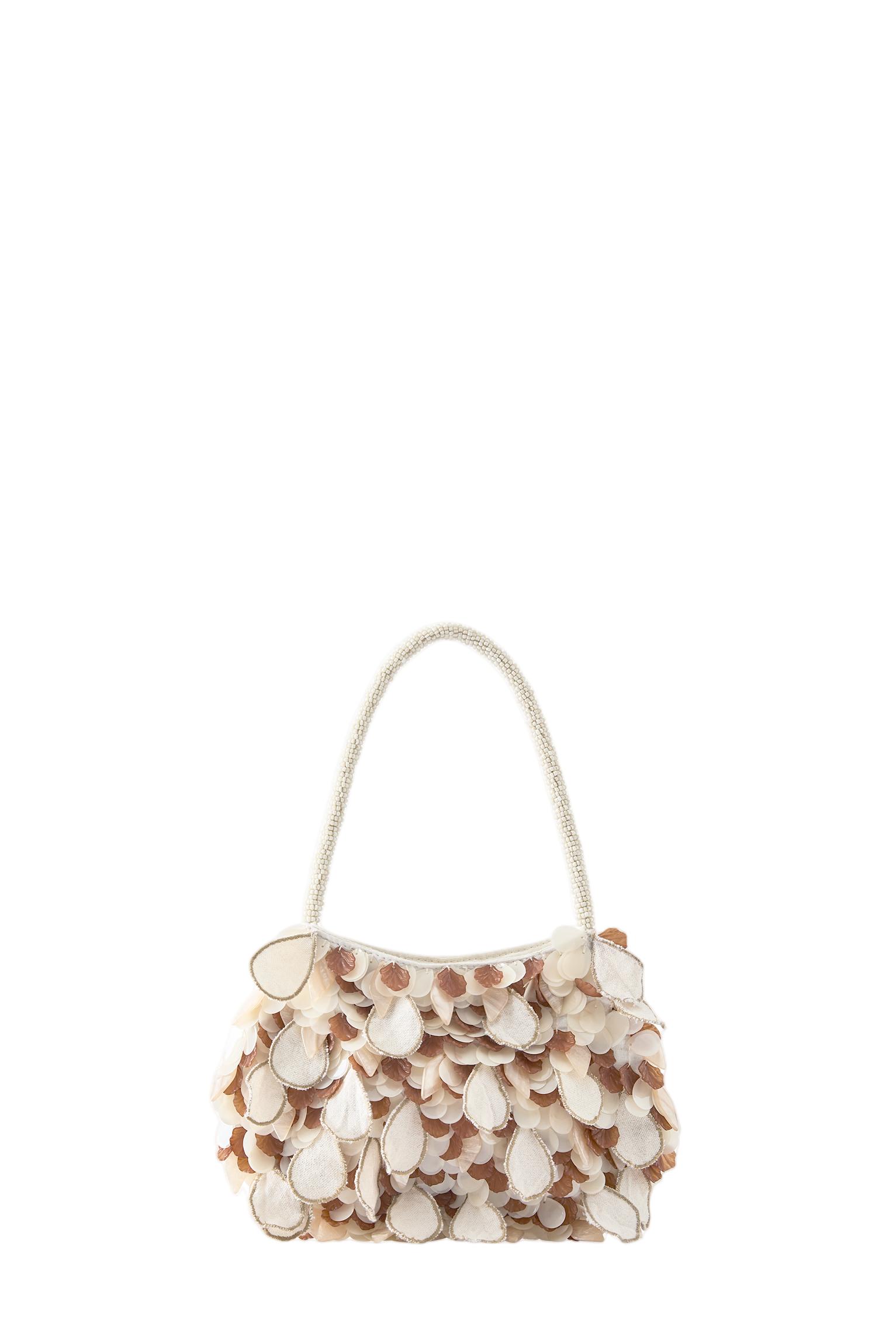 Beaded shoulder bag — Ecru