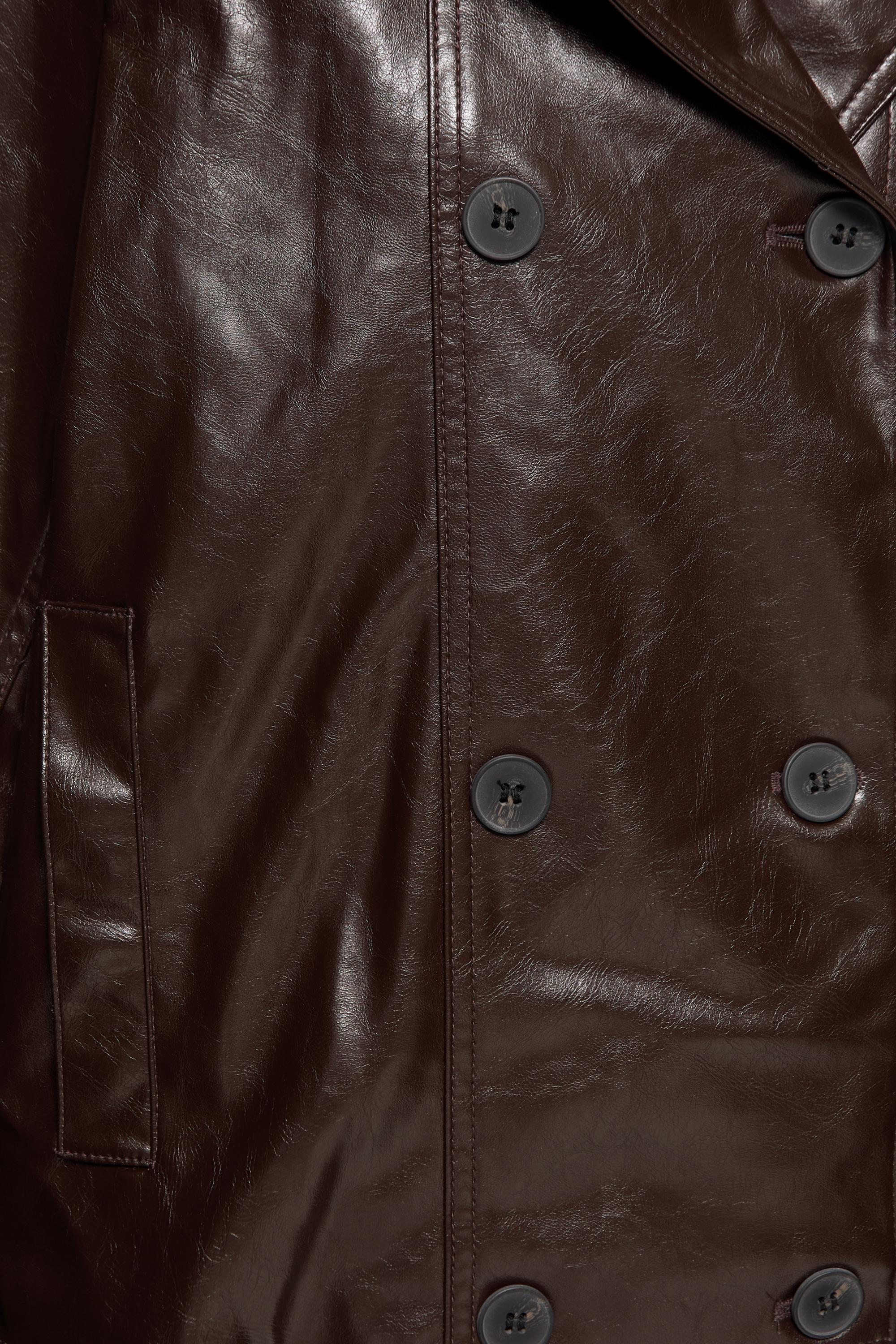 Pull&Bear Suni deri kısa trençkot görsel 3