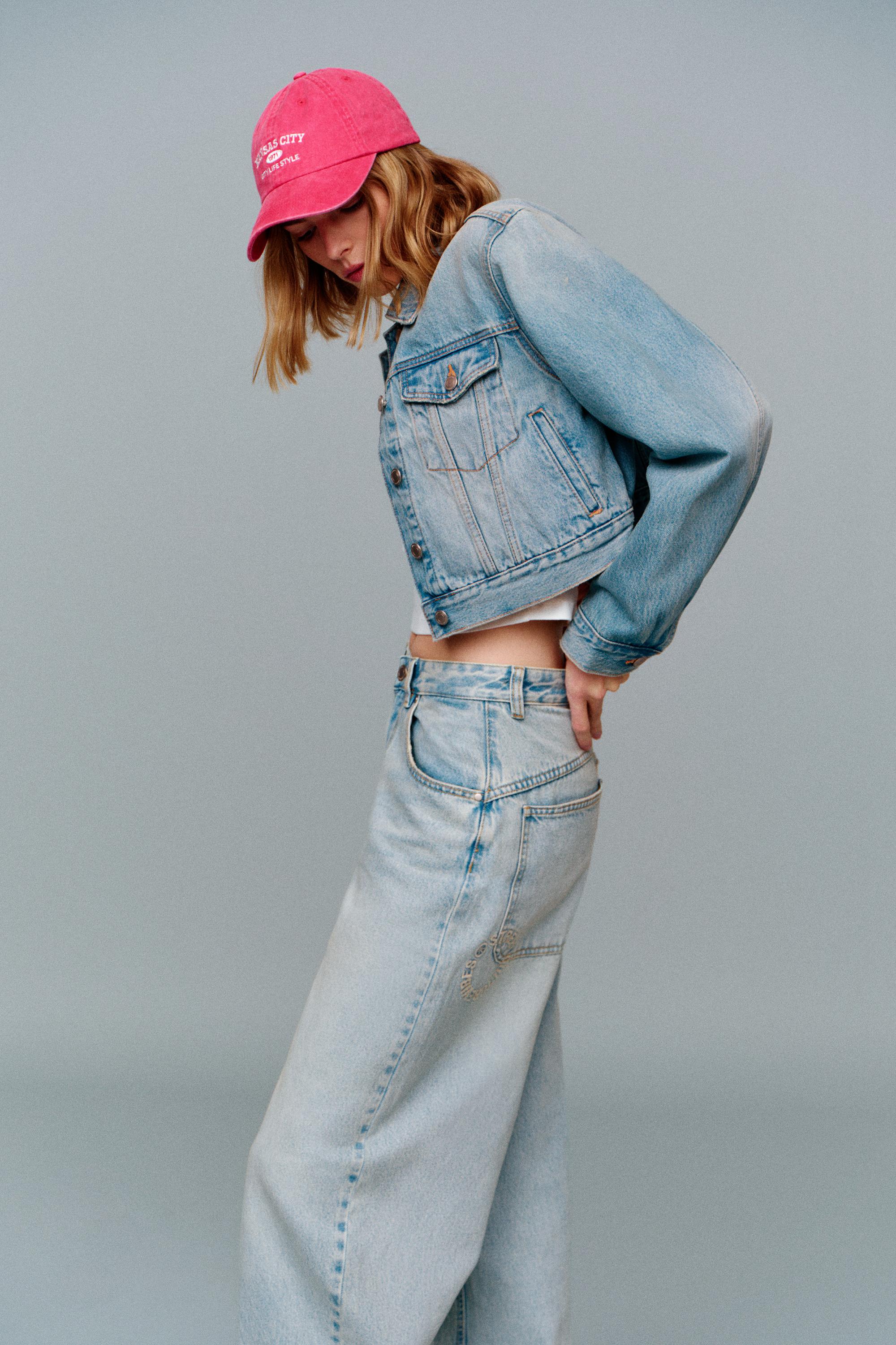 Cropped denim jacket — Pale blue