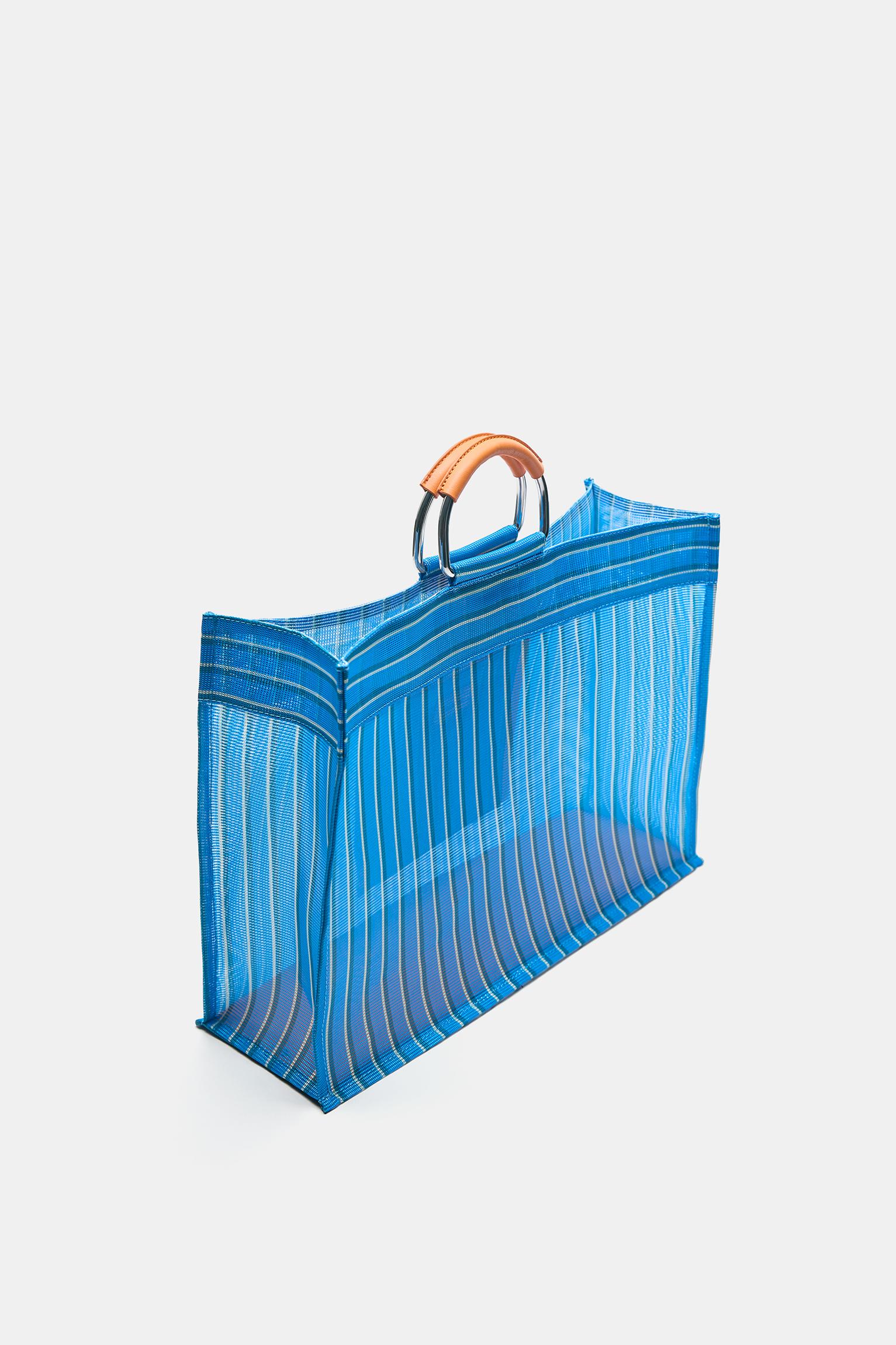 Çizgili tote çanta - Görsel 8