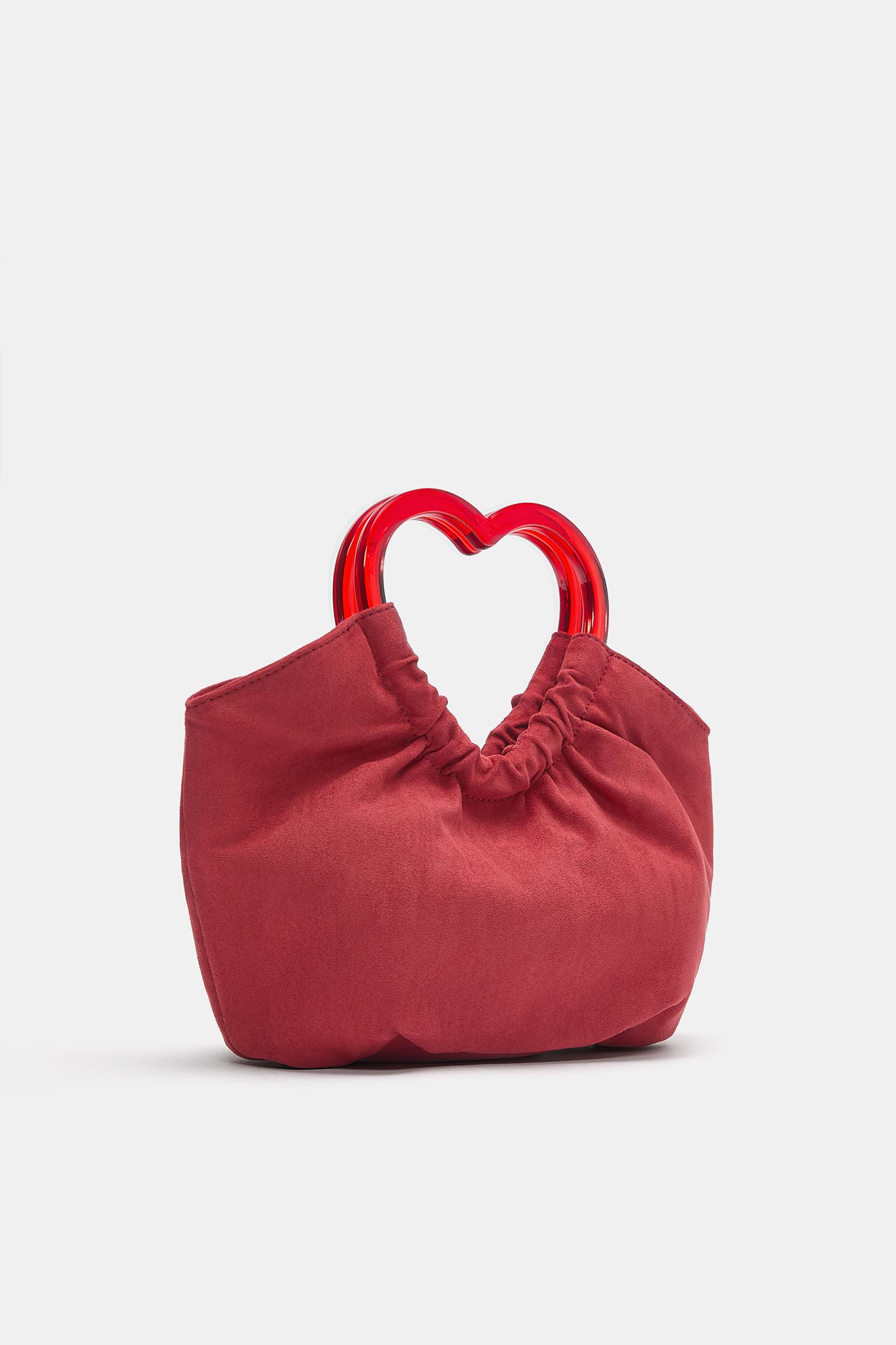 Heart-handle handbag — Red