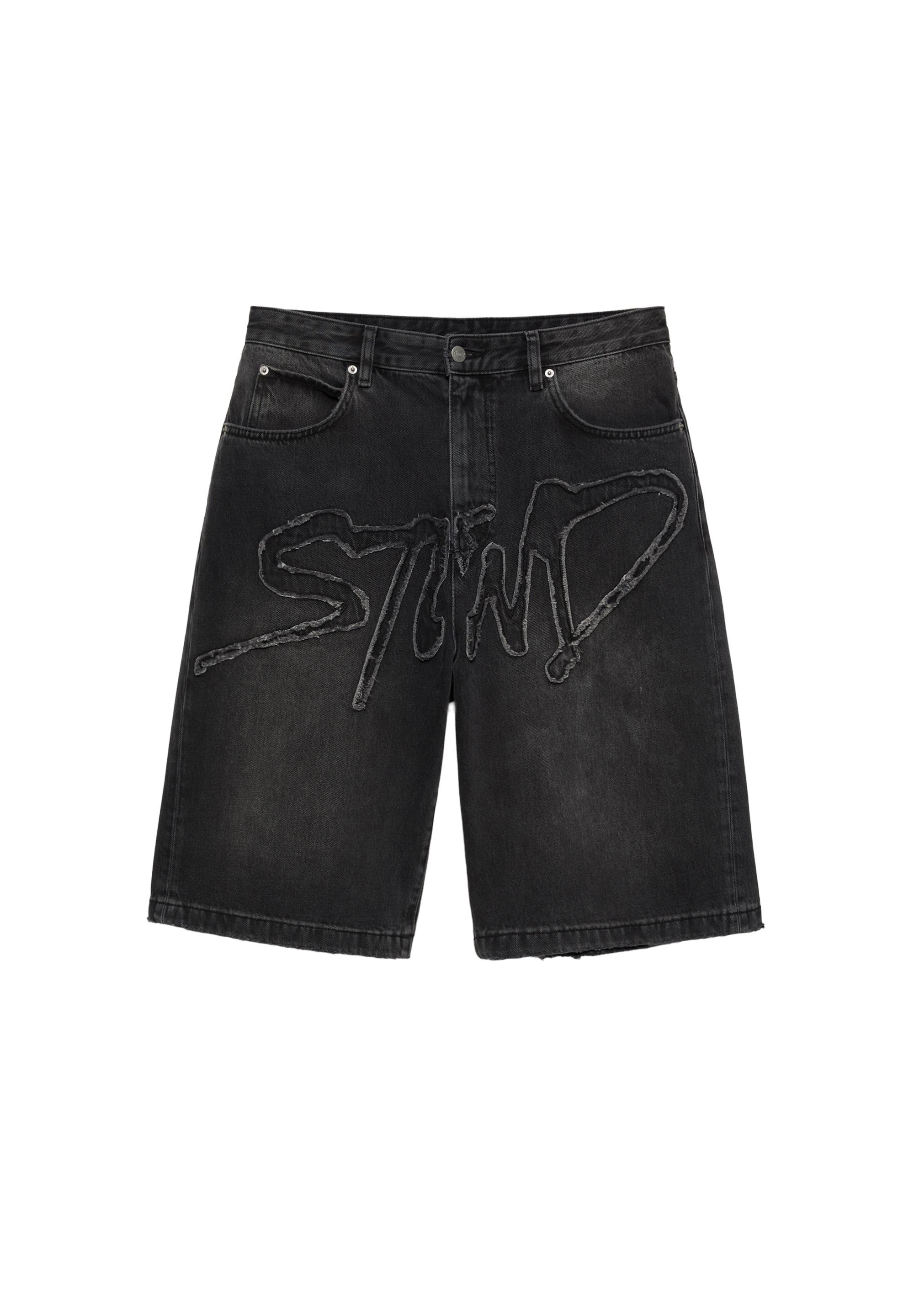 STWD skater denim Bermuda shorts — Faded black