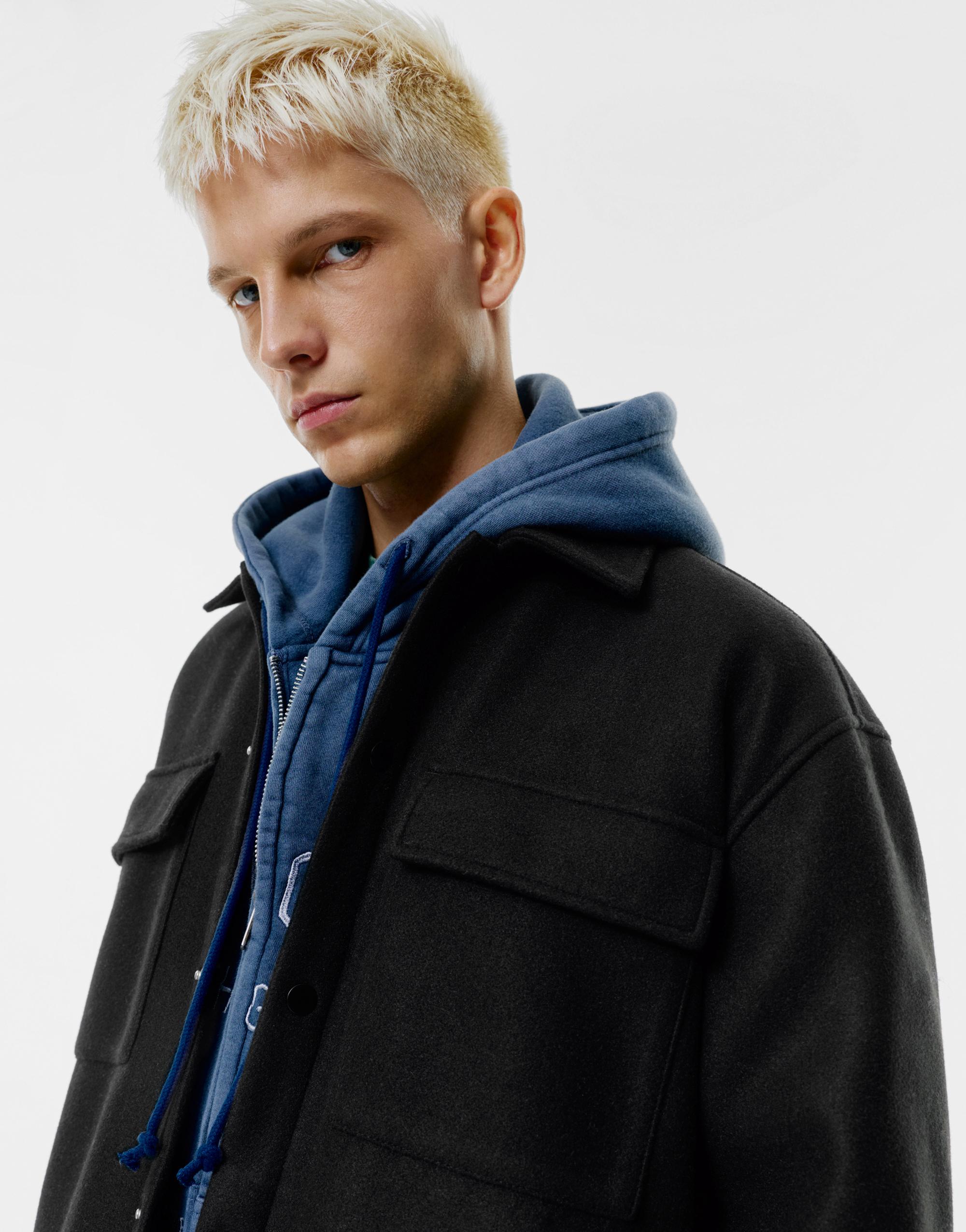 Cepli yünlü ince ceket - Görsel 7