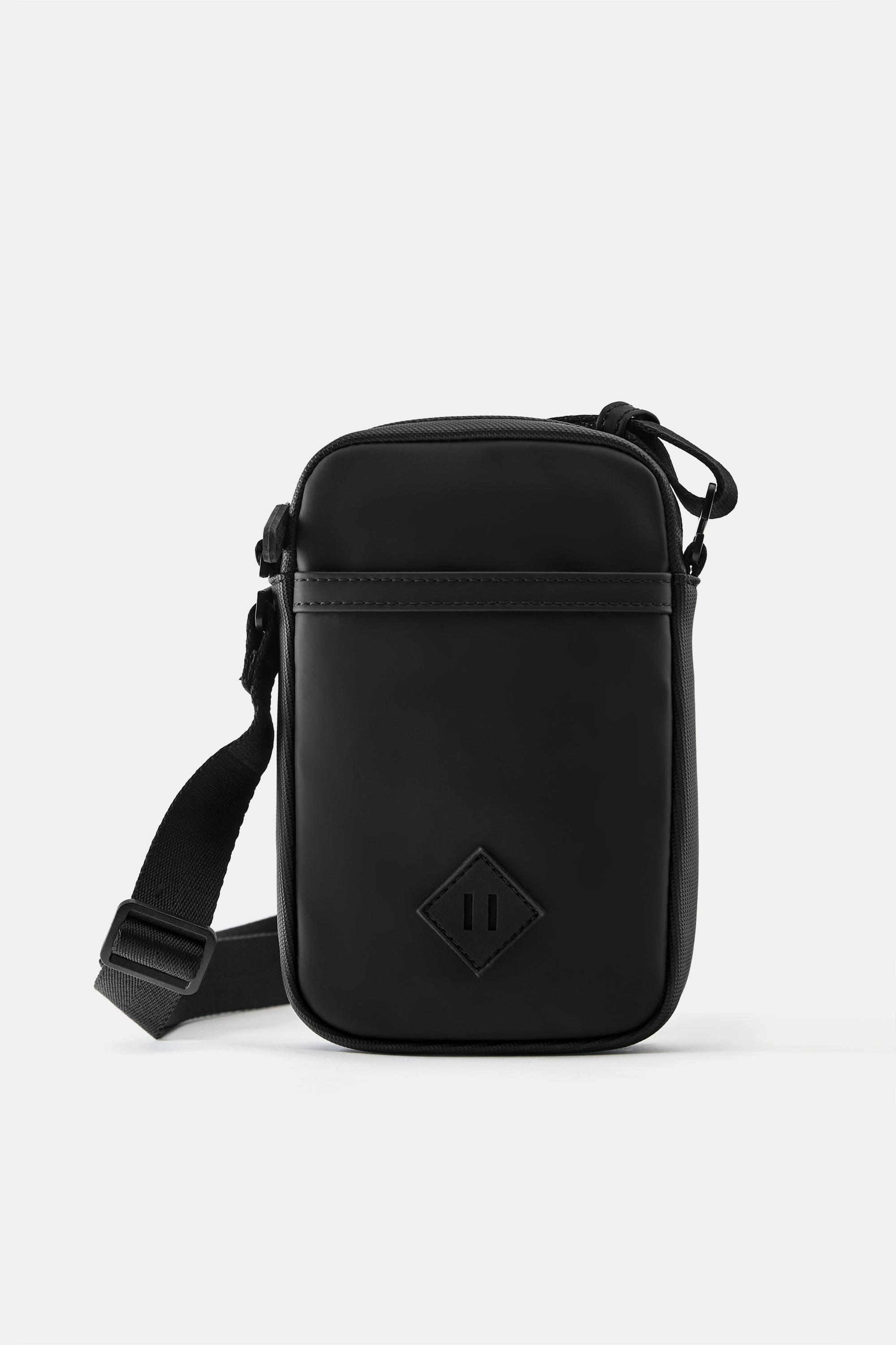 Rubberised crossbody bag — Black