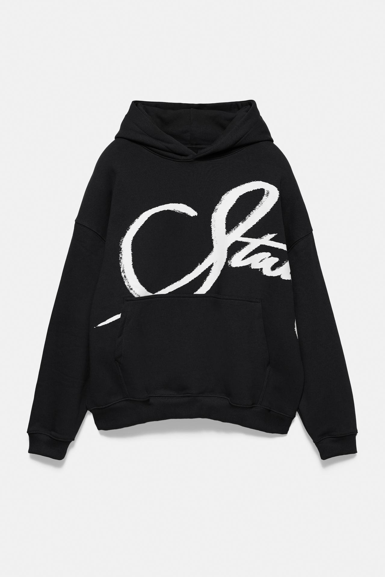 Black STWD sweatshirt with hood — Black
