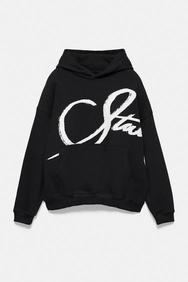 Black STWD sweatshirt with hood — Black 7