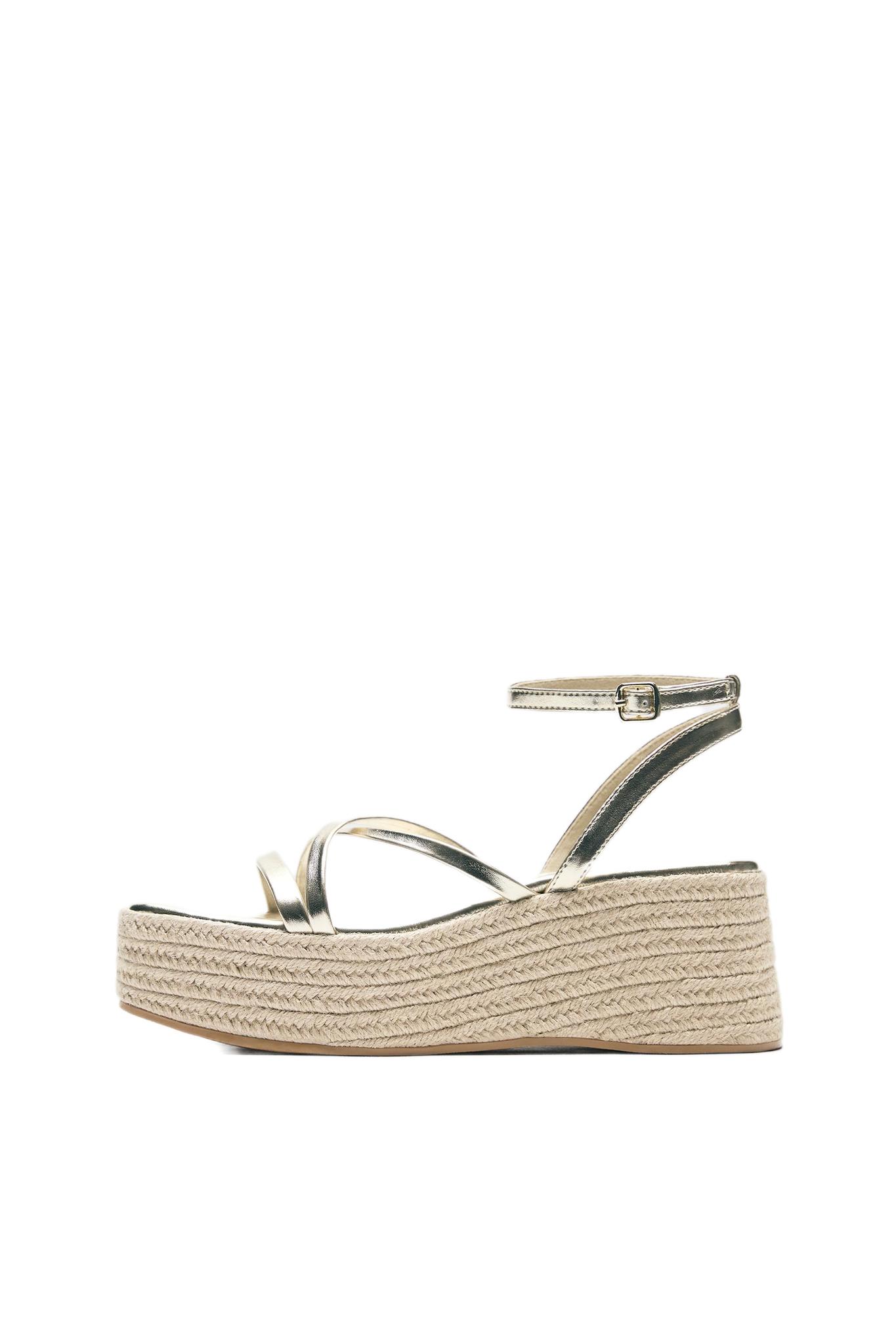 Gold strappy wedge sandals — Gold
