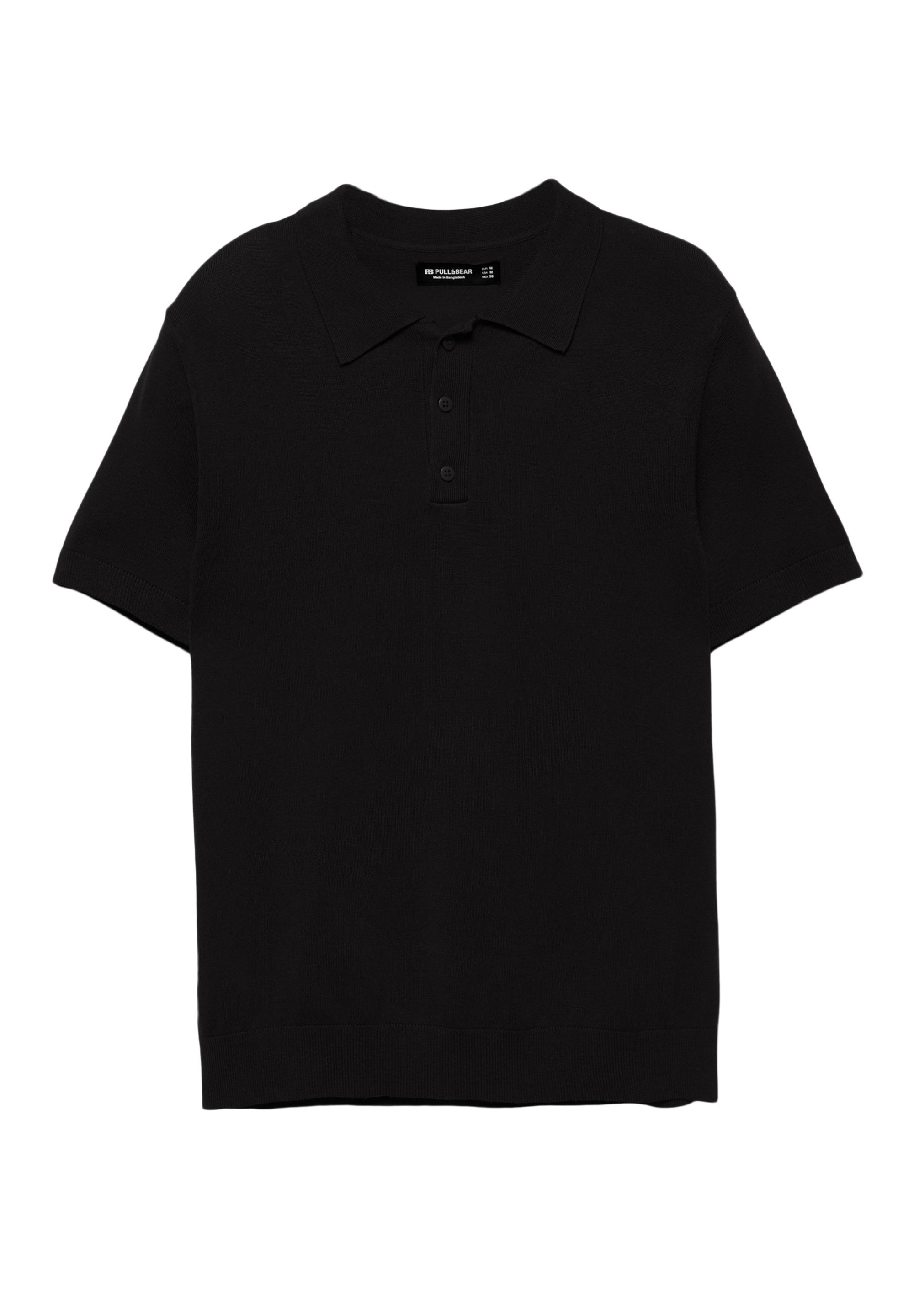 Short sleeve knit polo shirt — Black