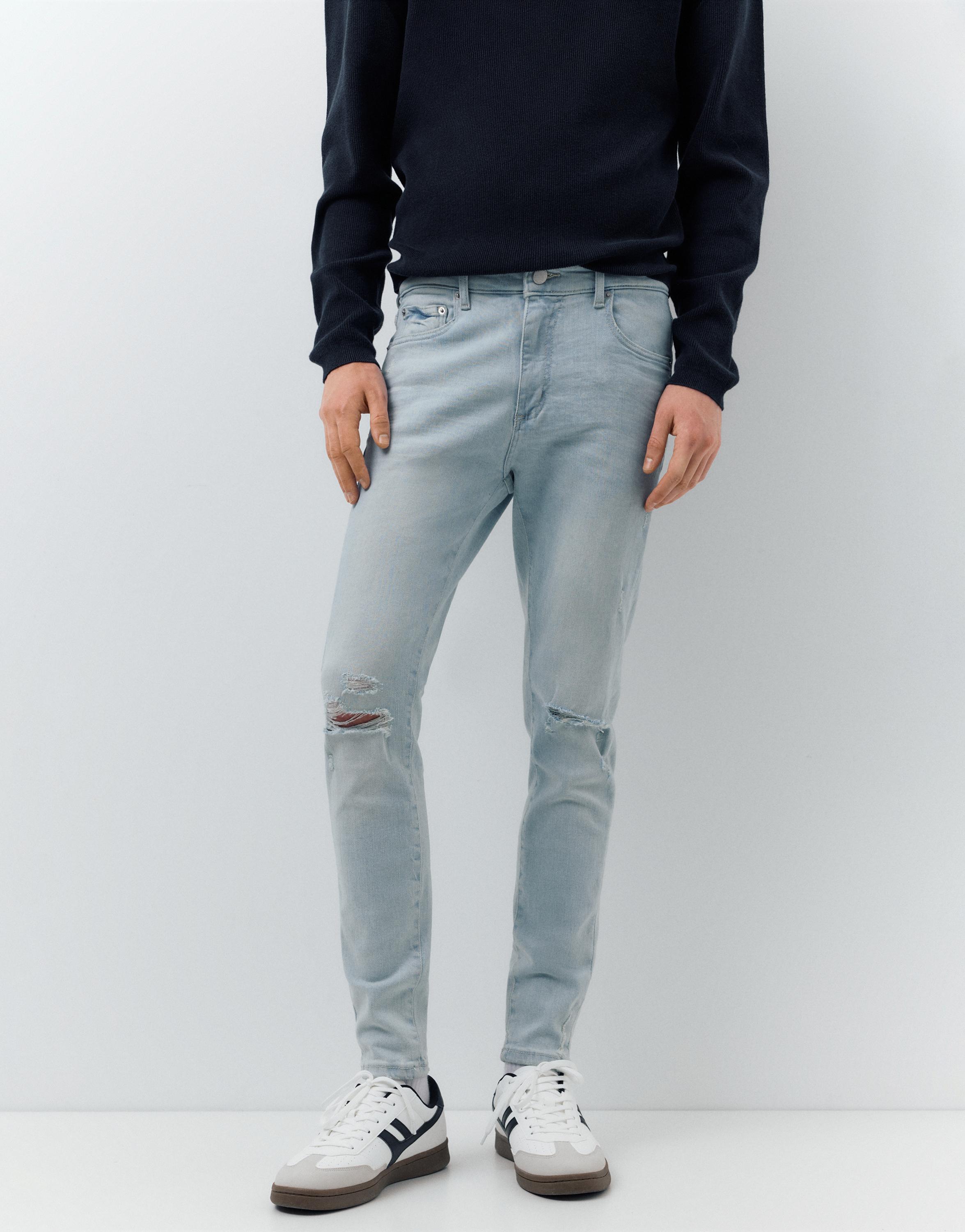 Ripped skinny jeans — Pale indigo