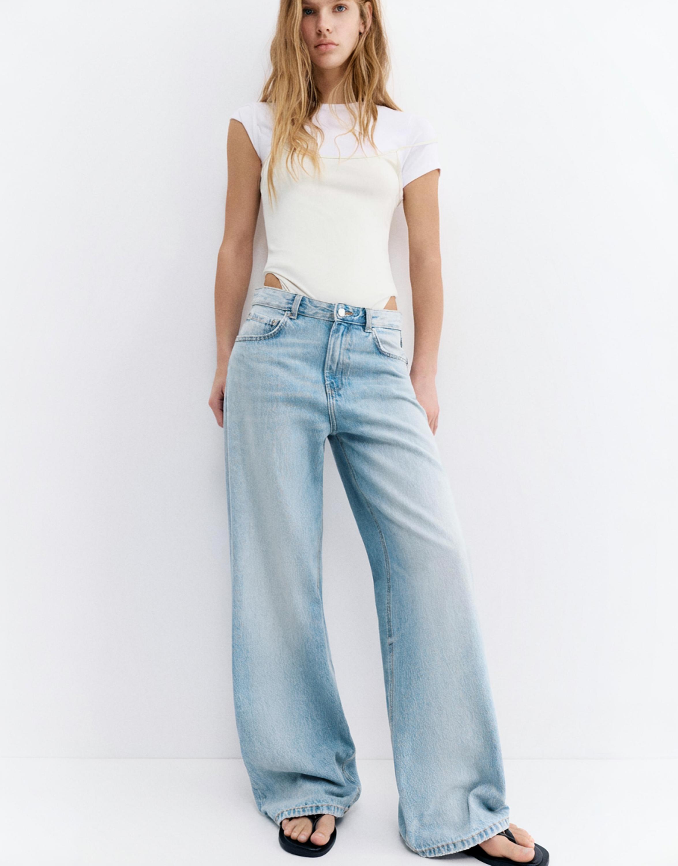 Mid-rise baggy jeans — Pale blue