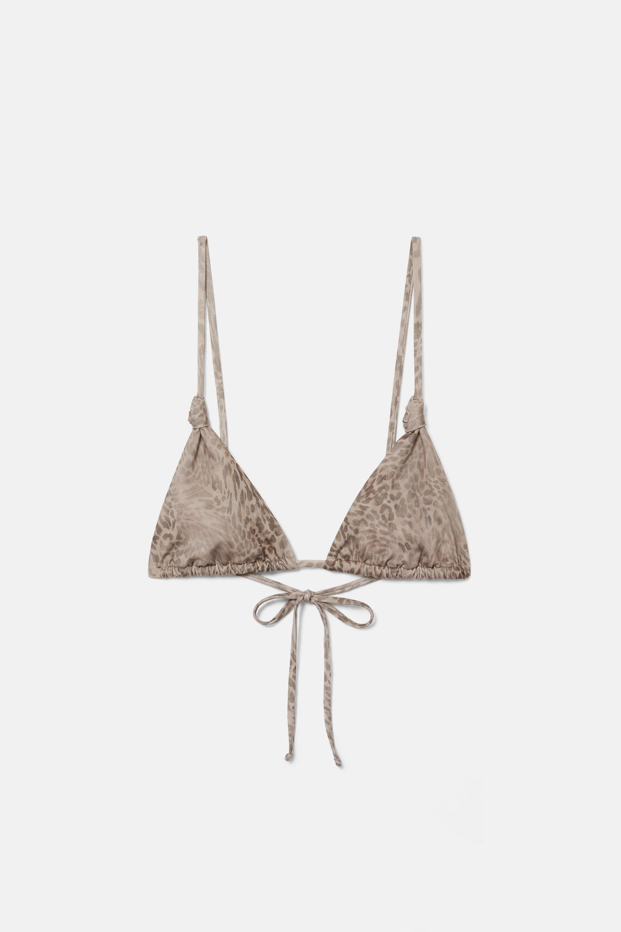 Leopard print triangle bikini top — Pink