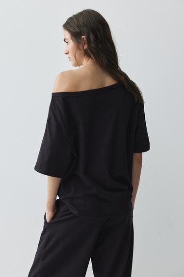 Asymmetric short sleeve T-shirt — Black 3