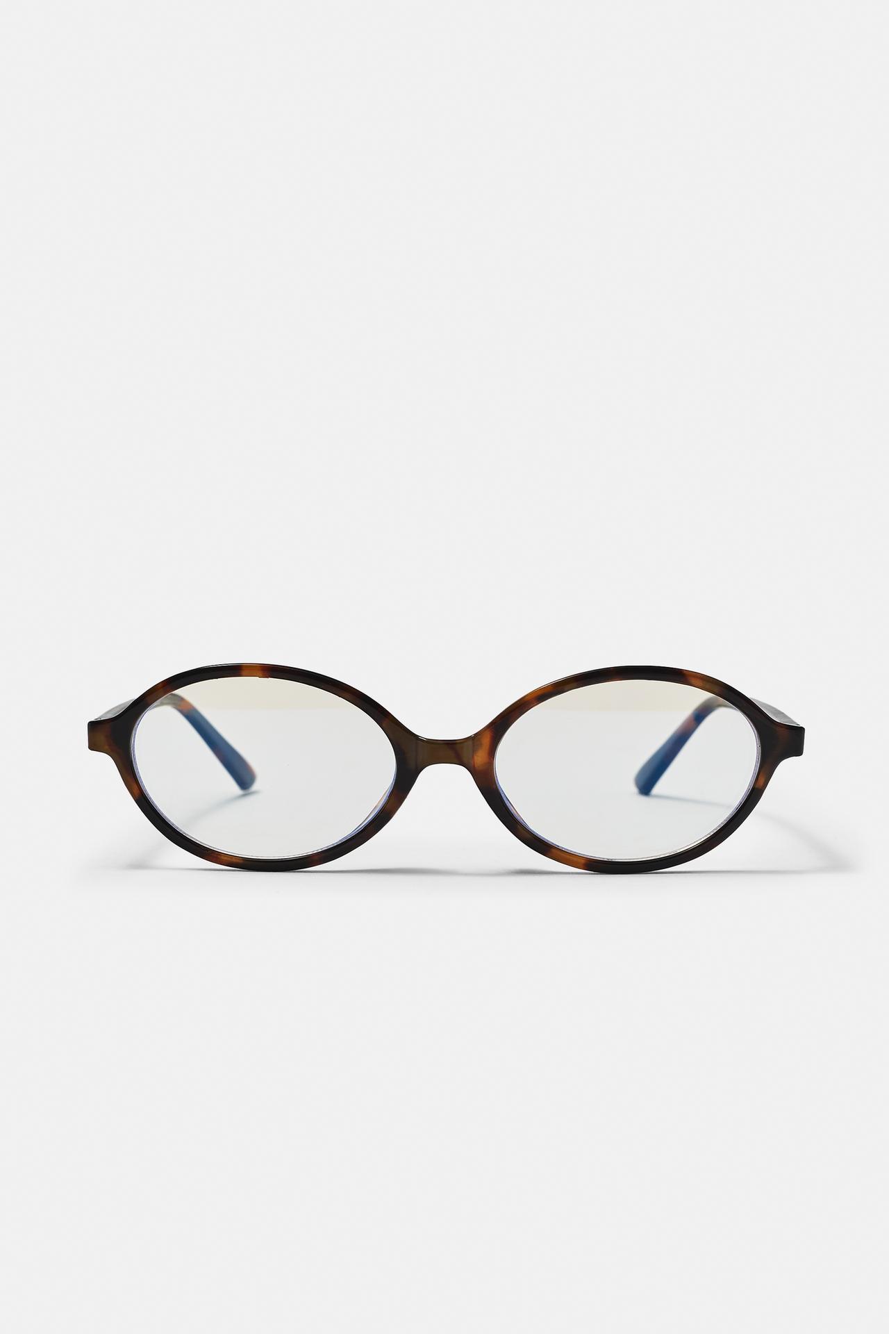 Oval blue light filter glasses — Brown