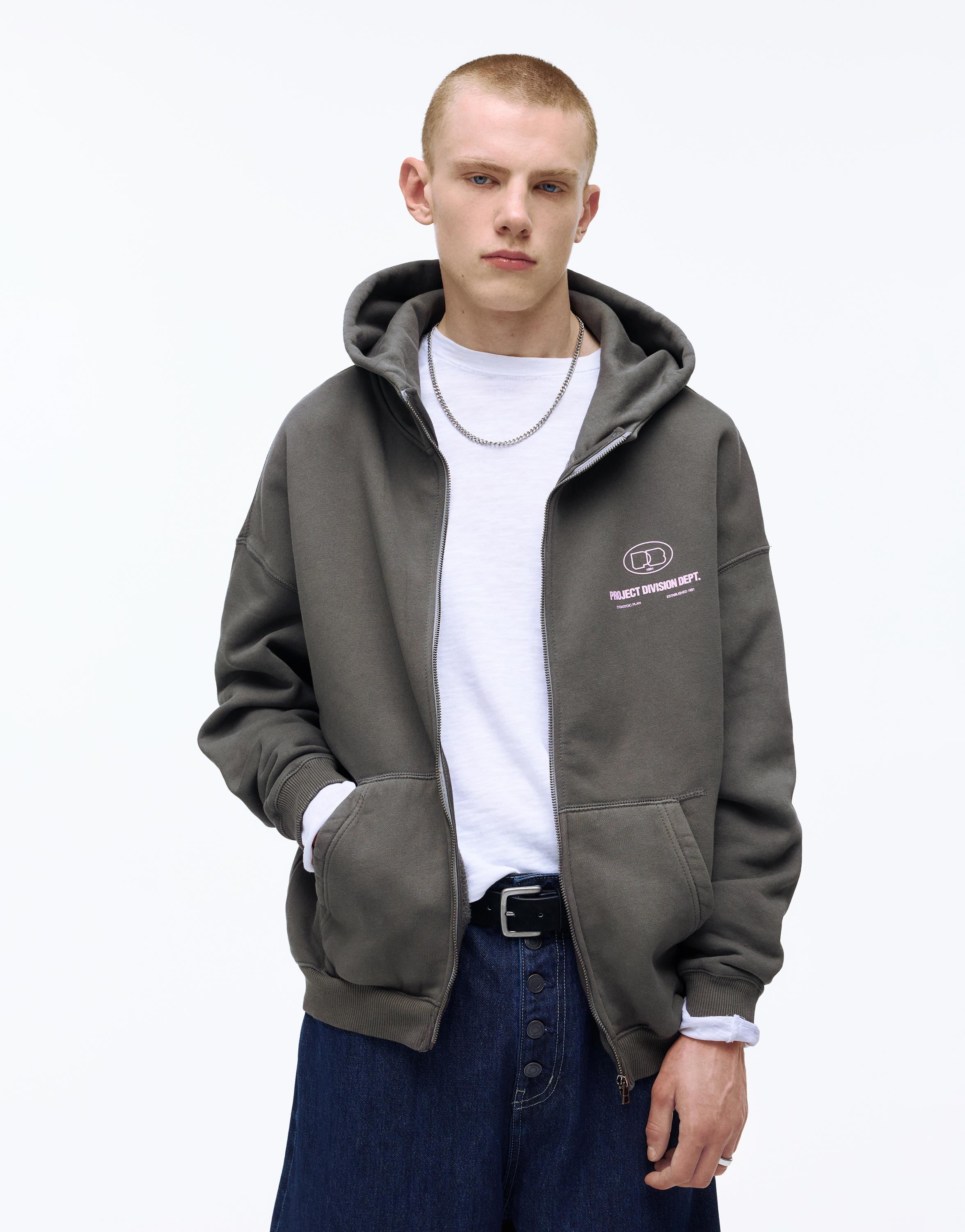 Fermuarlı kapüşonlu bol sweatshirt - Görsel 12