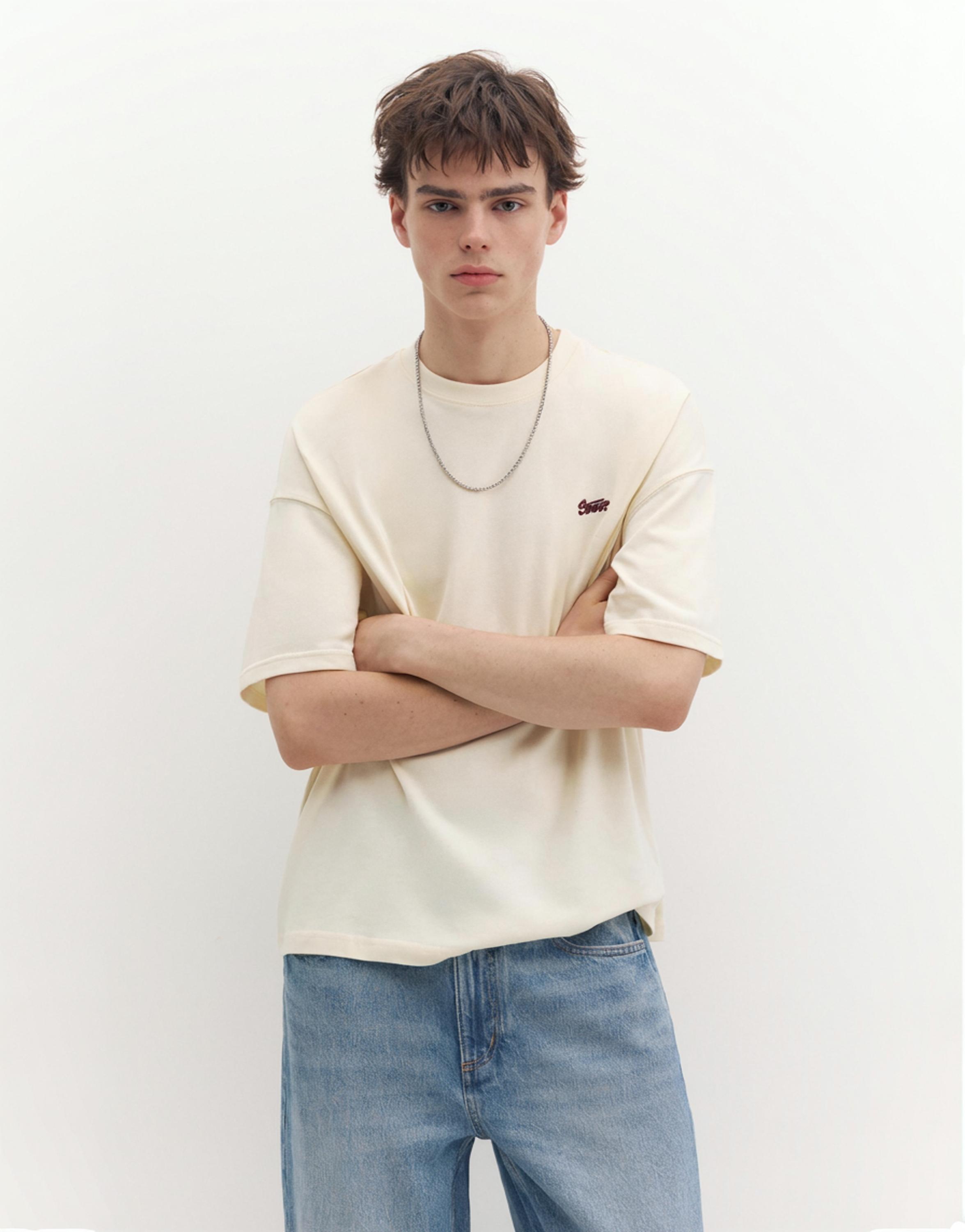 Boxy STWD logo T-shirt — Ecru