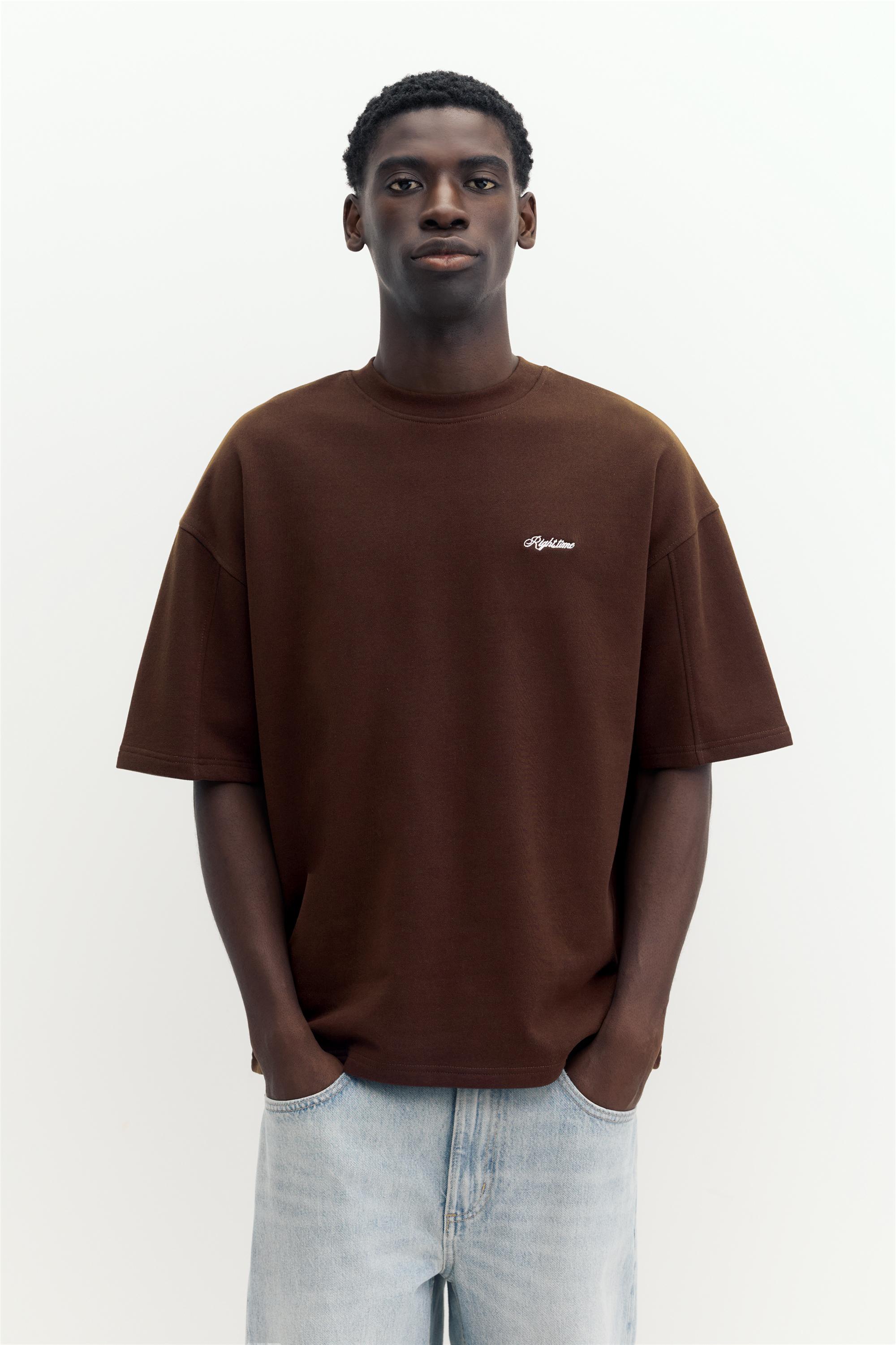 Embroidered short sleeve sweatshirt — Copper