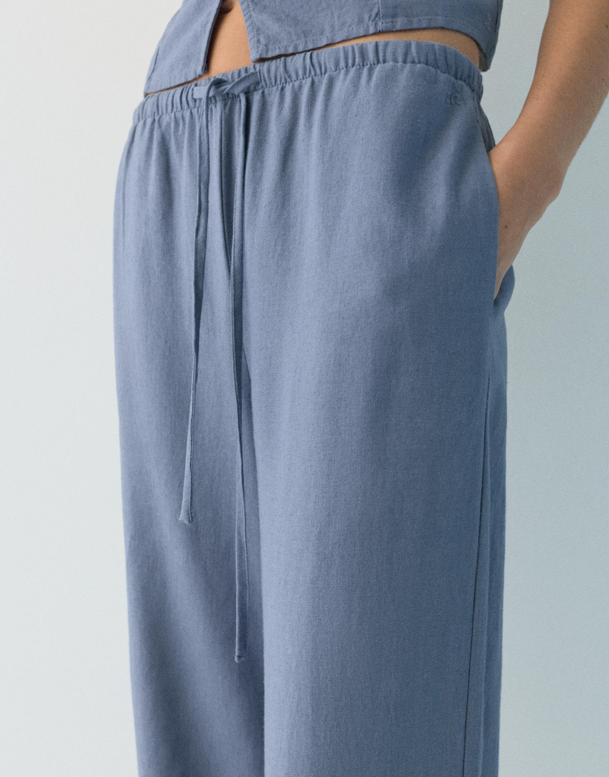 Keten jogger pantolon - Görsel 12